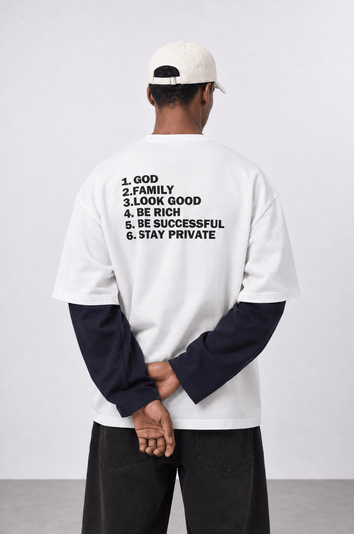 Erkek Double Sleeve Oversize Sweatshirt Ekru