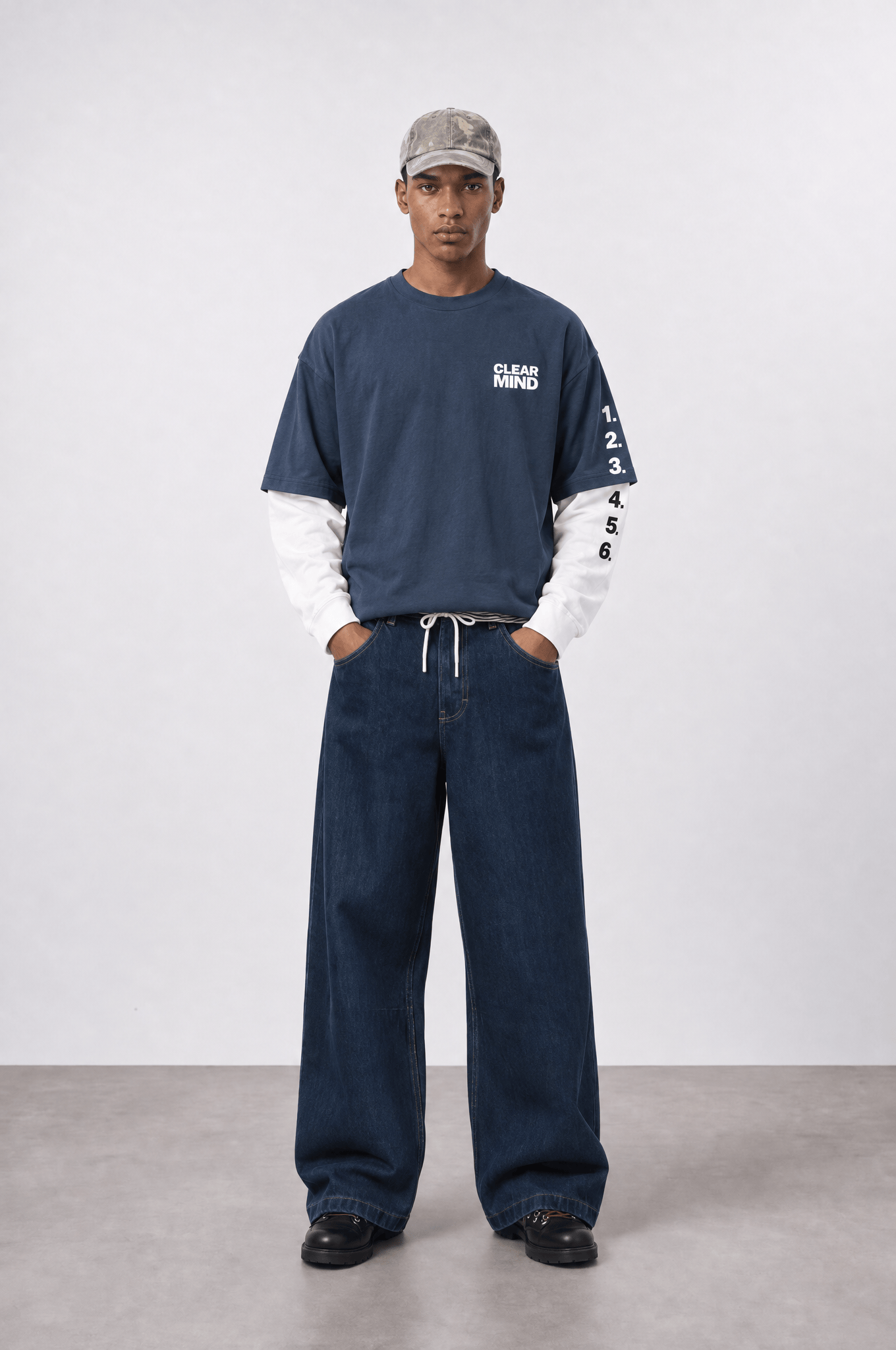 Erkek Double Sleeve Oversize Sweatshirt Petrol