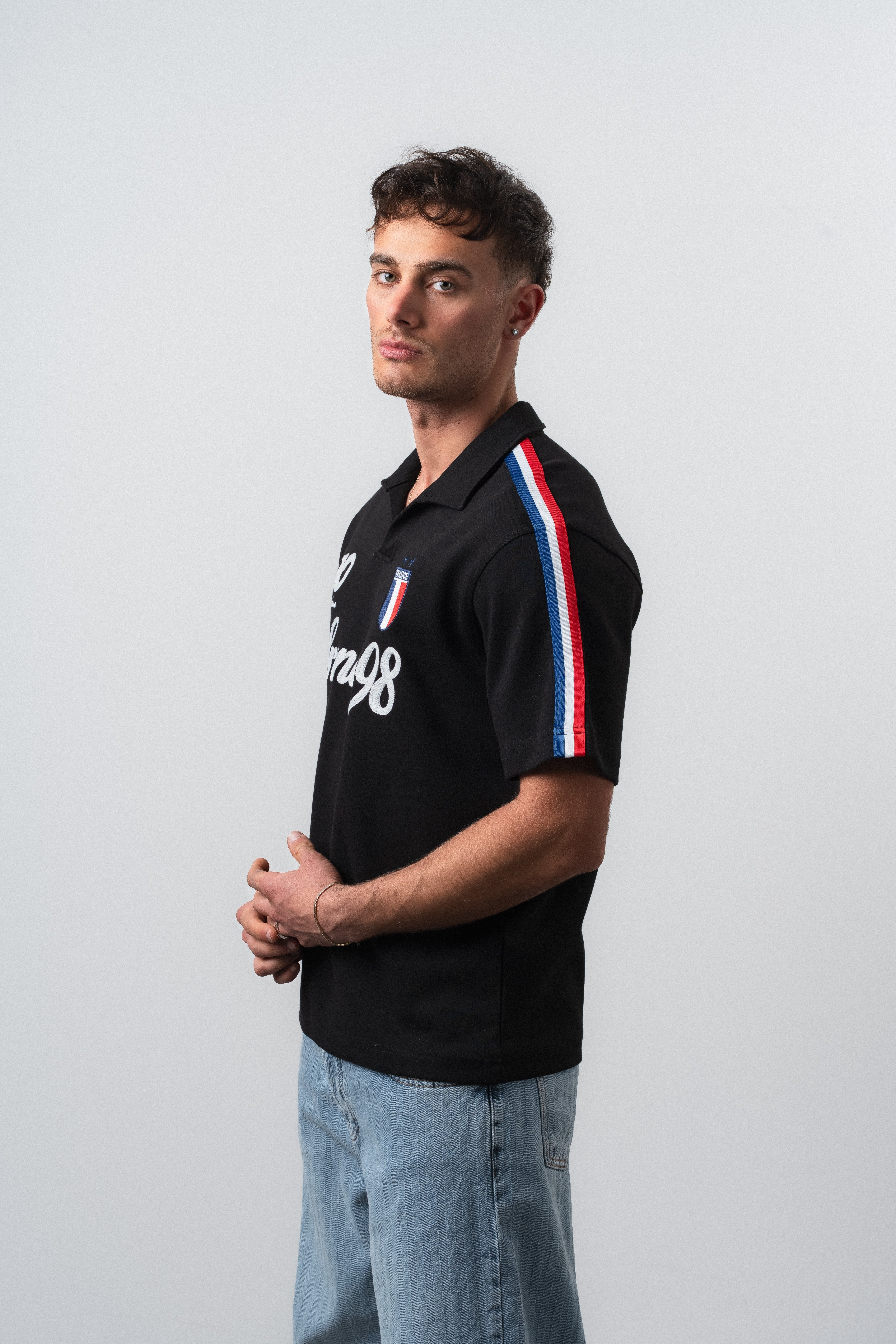 Erkek Equipe Dünya Kupası Regular Fit Polo Yaka Taraftar T-Shirt Siyah