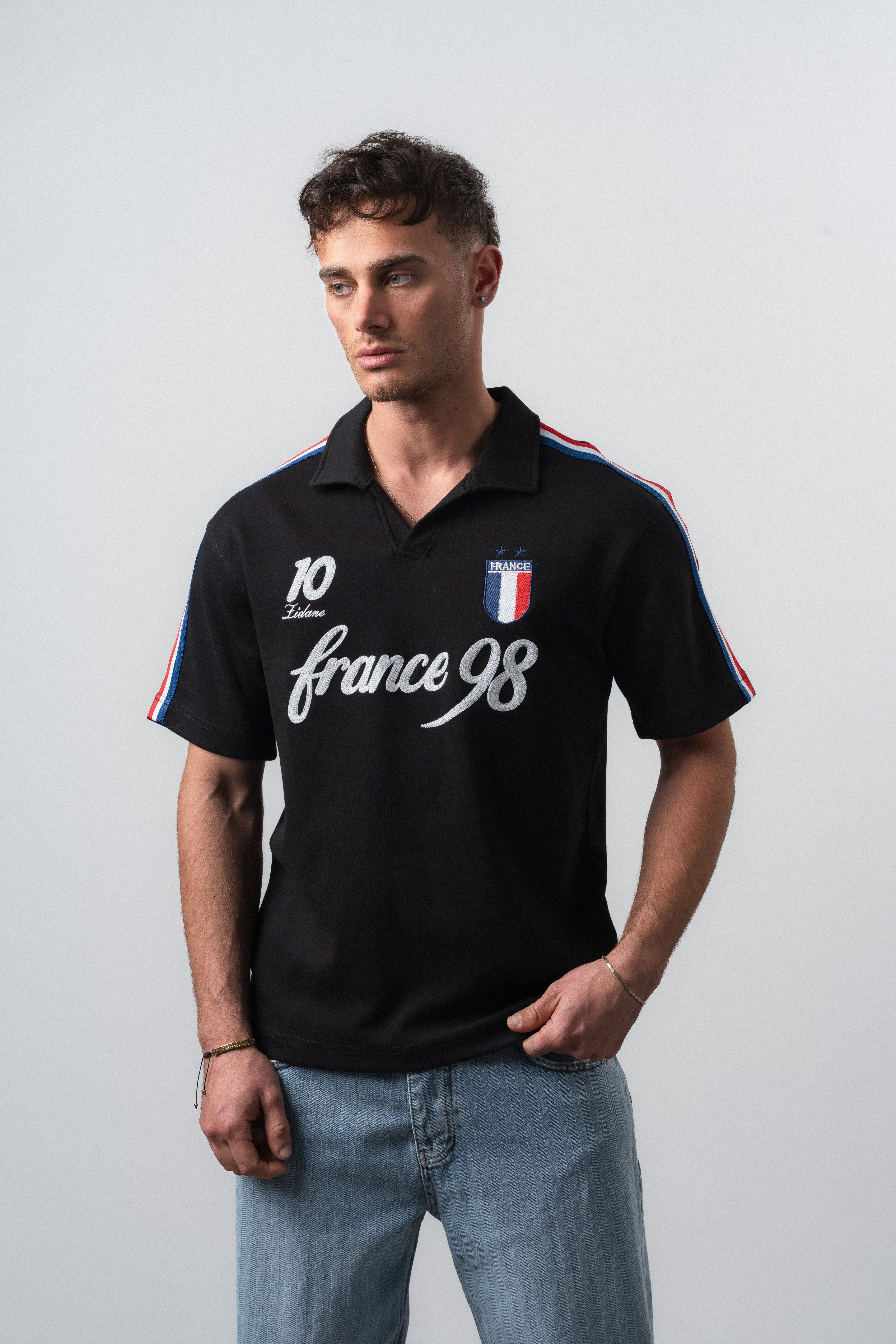 Erkek Equipe Dünya Kupası Regular Fit Polo Yaka Taraftar T-Shirt Siyah