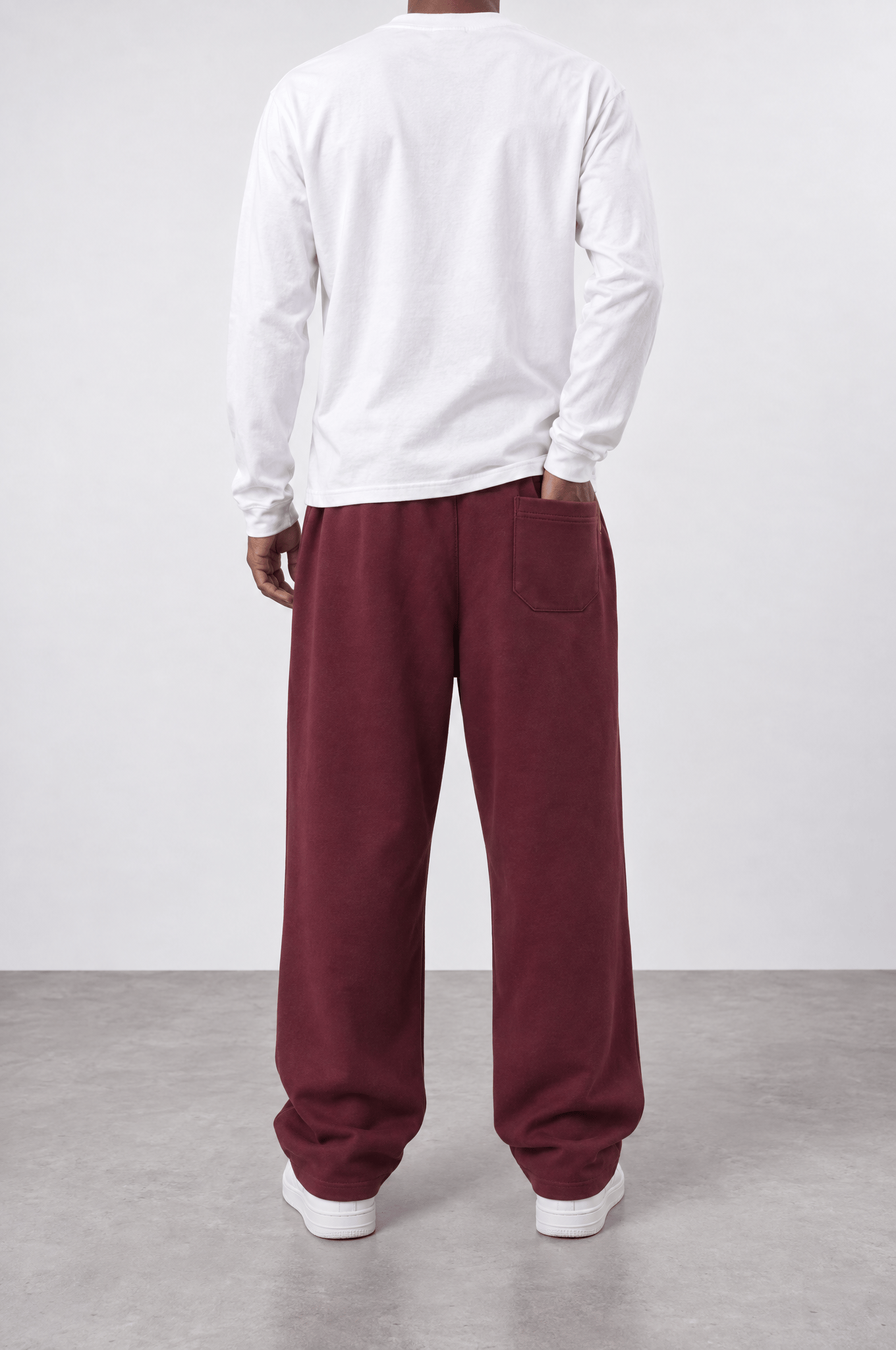 Erkek Etnik Şerit Detaylı Doubleface Baggy Eşofman Altı Bordo
