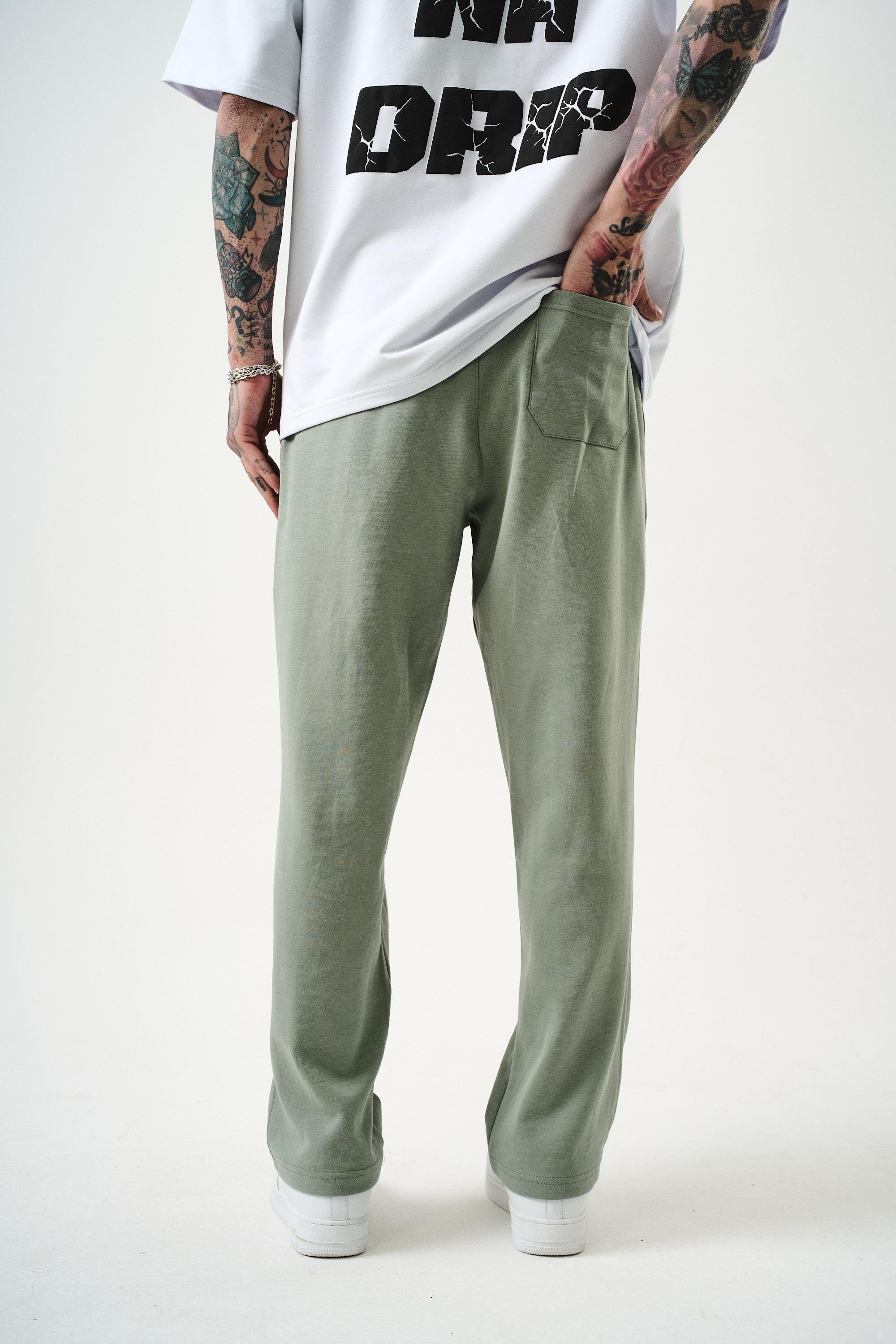 Erkek Etnik Şerit Detaylı İnterlok Baggy Eşofman Altı Mint