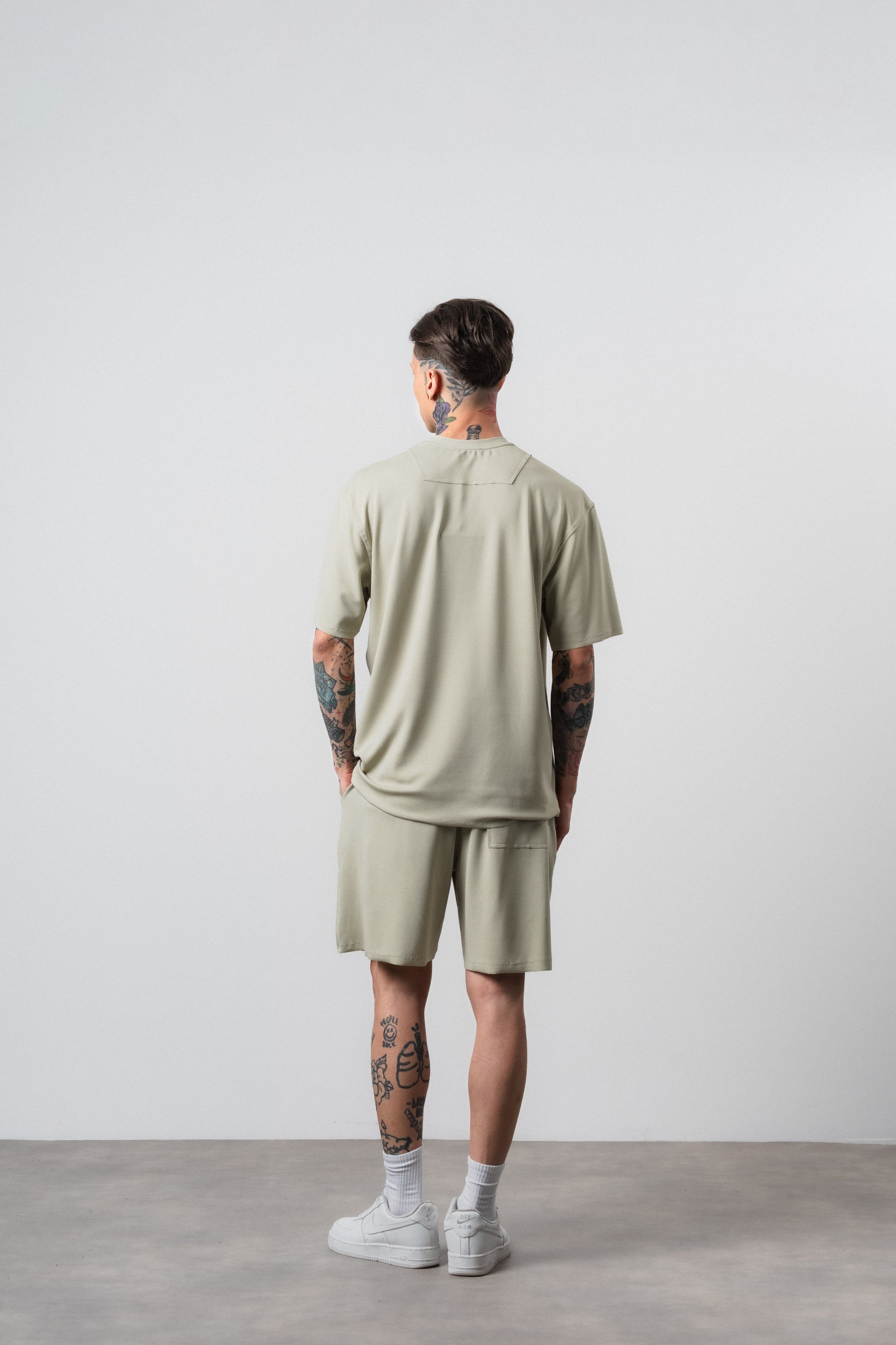 Erkek Far From Basic Baskılı Regular Fit T-Shirt Şort Takım Yeşil