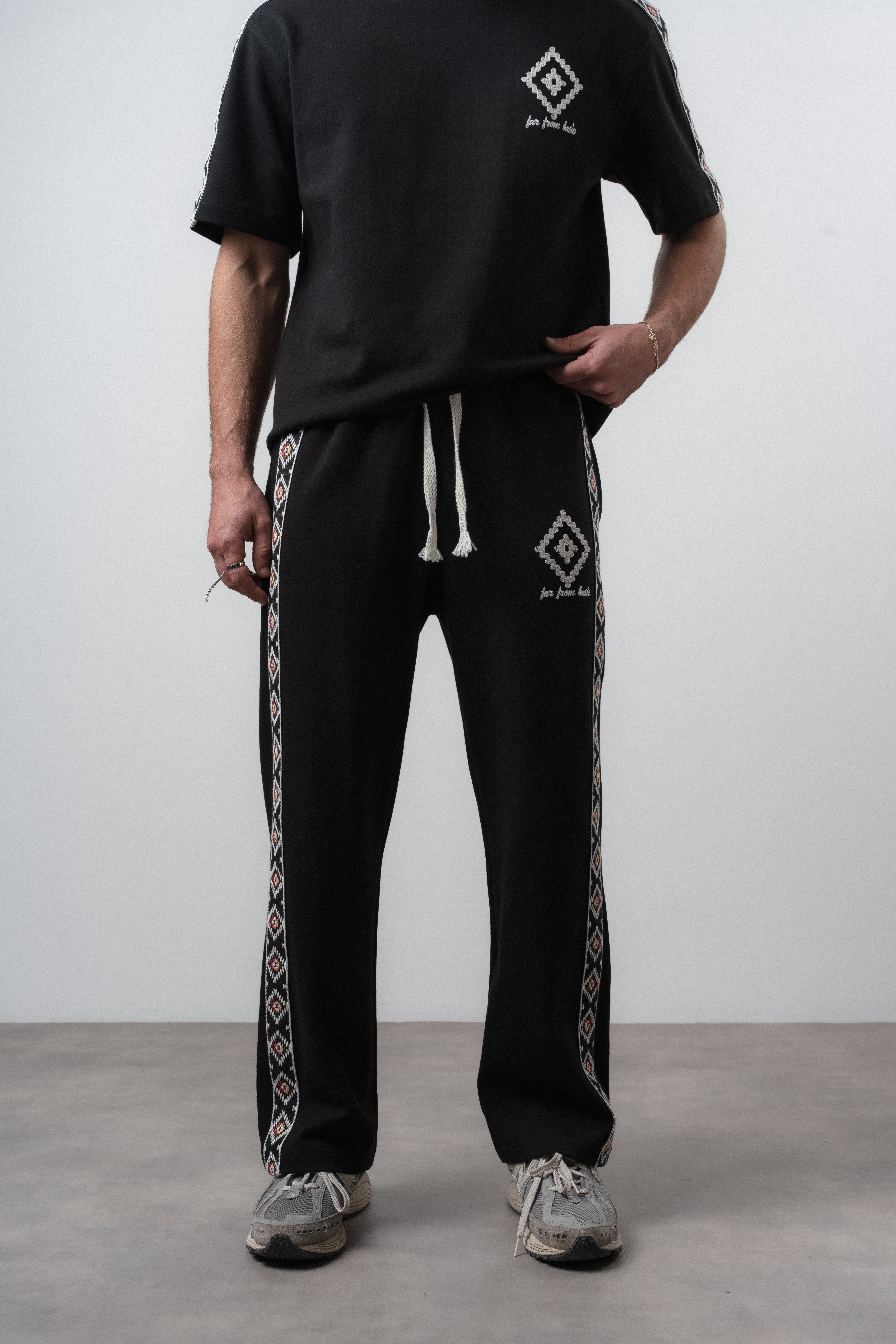 Erkek Far From Basic Şerit Detaylı Baggy Eşofman Altı Siyah