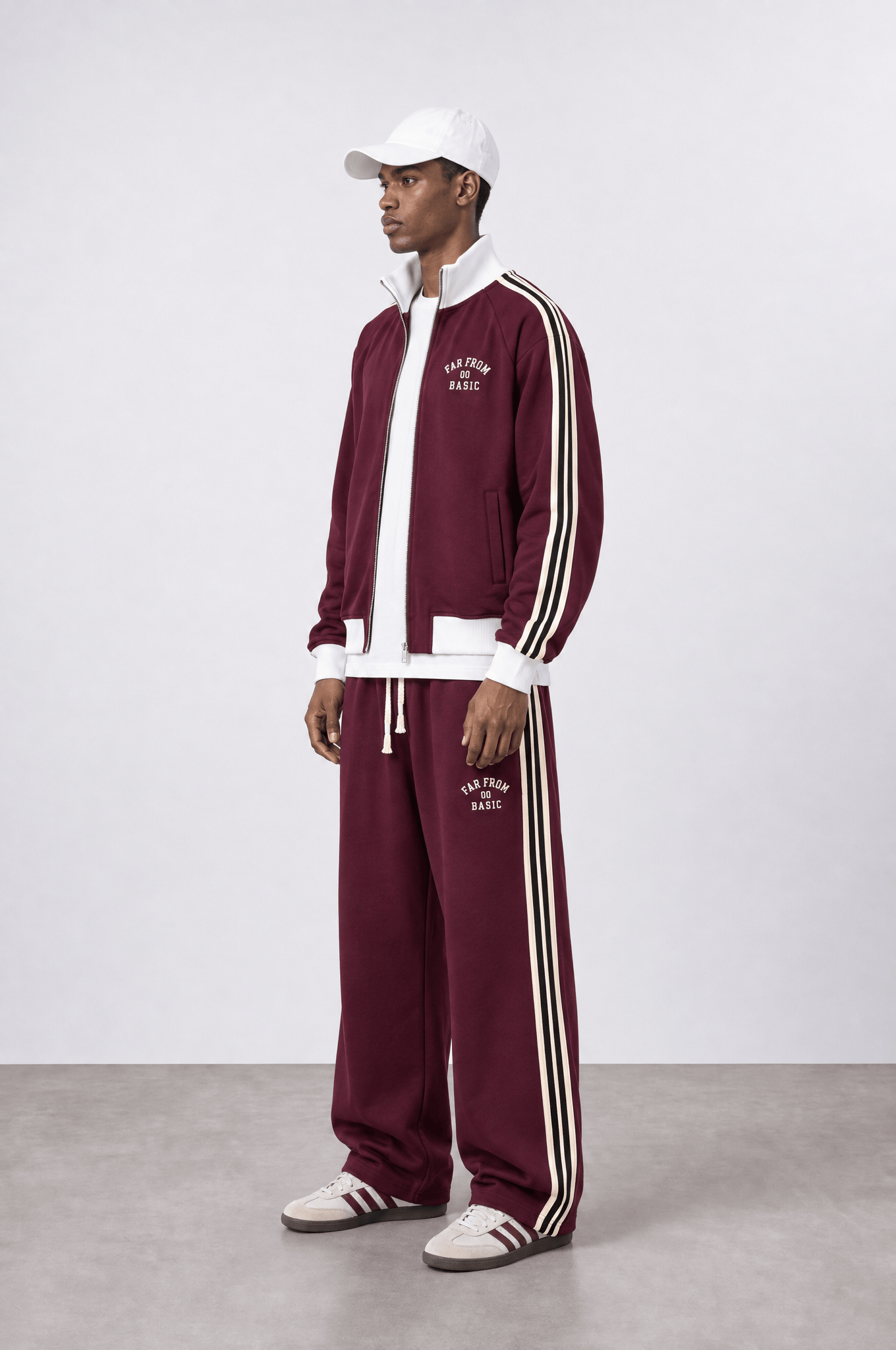 Erkek Far From Basic Şerit Detaylı Doubleface Eşofman Takımı Bordo