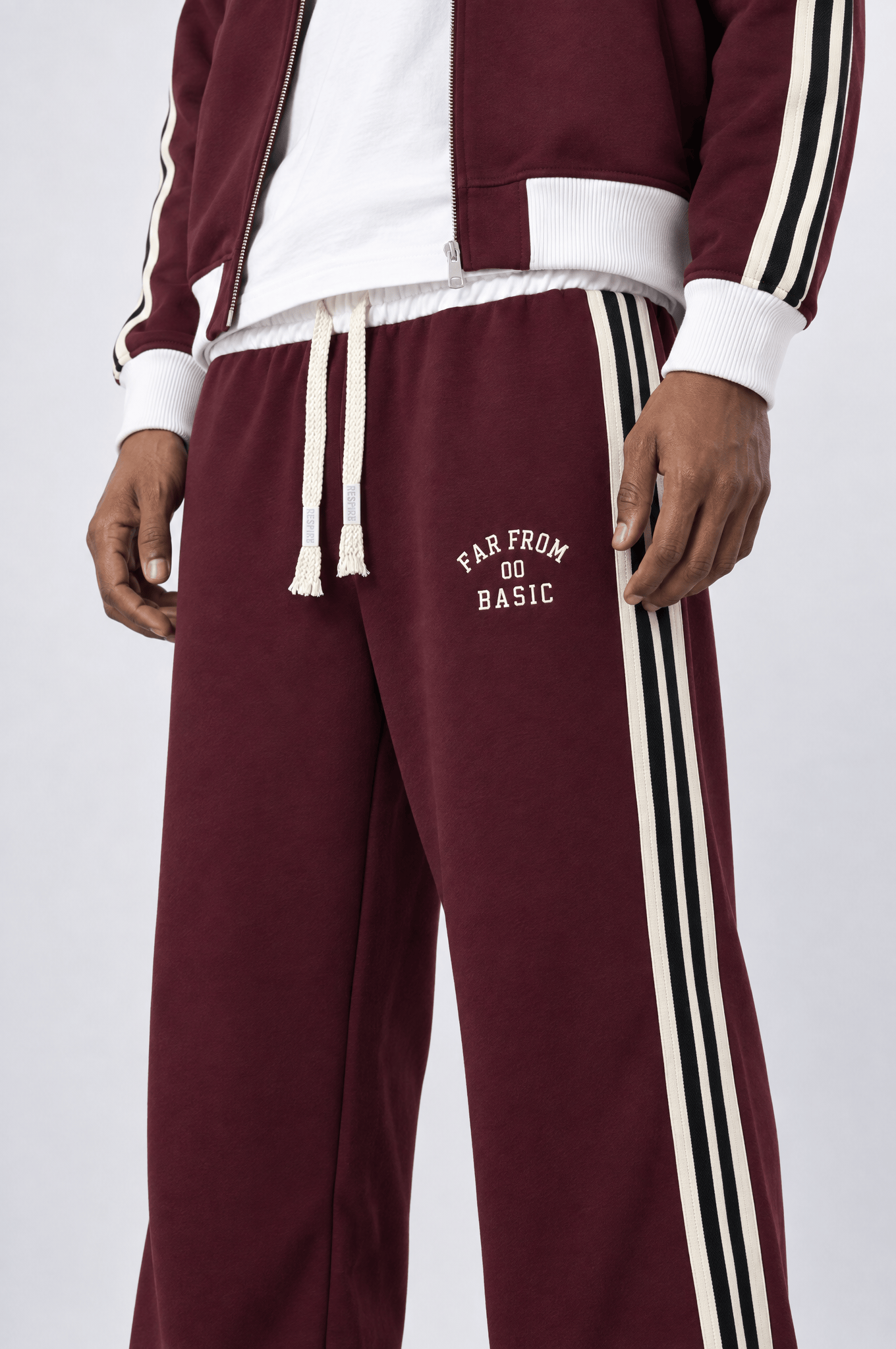 Erkek Far From Basic Şerit Detaylı Doubleface Eşofman Takımı Bordo