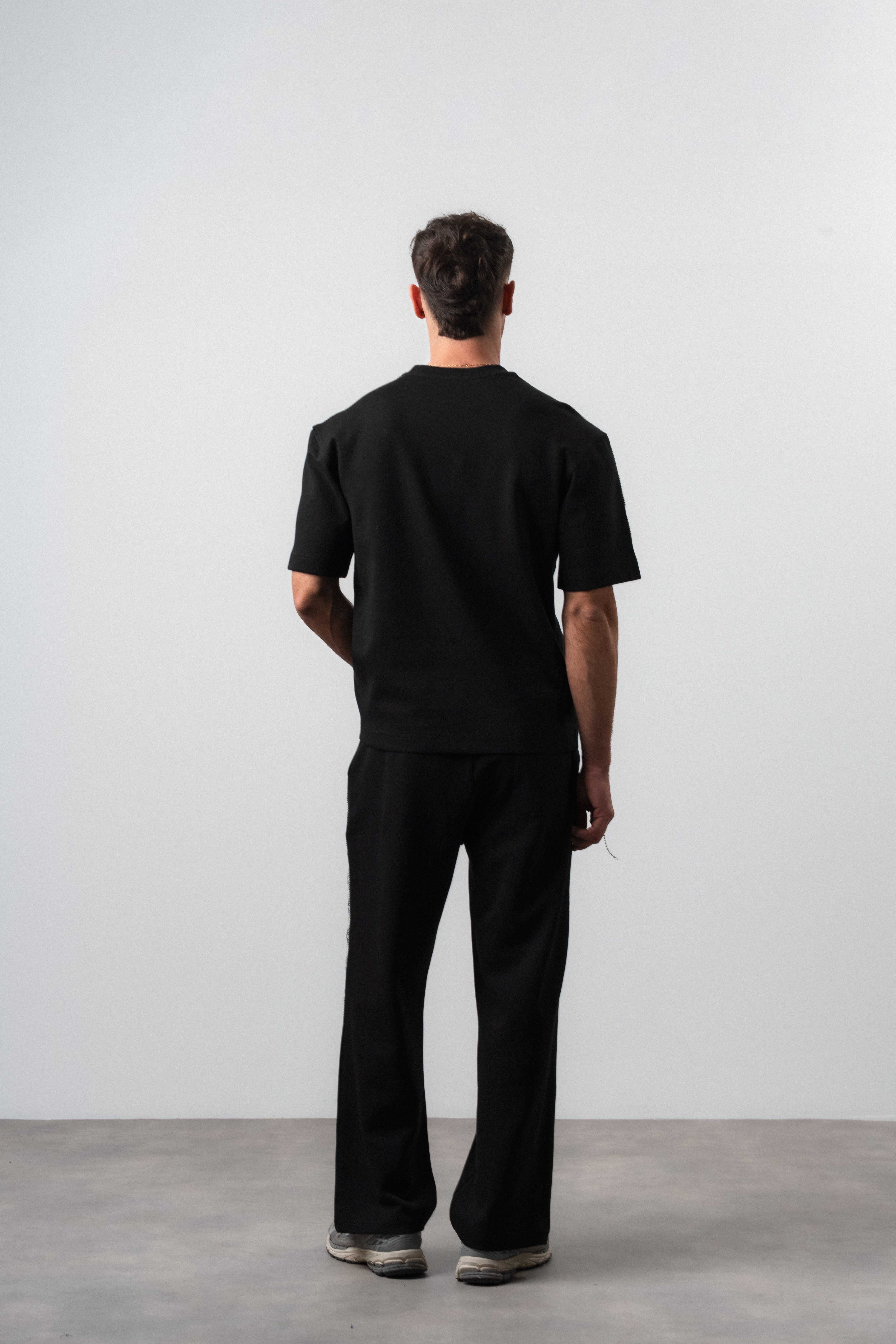 Erkek Far From Basic Şerit Detaylı Regular Fit T-Shirt Pantolon Takım Siyah