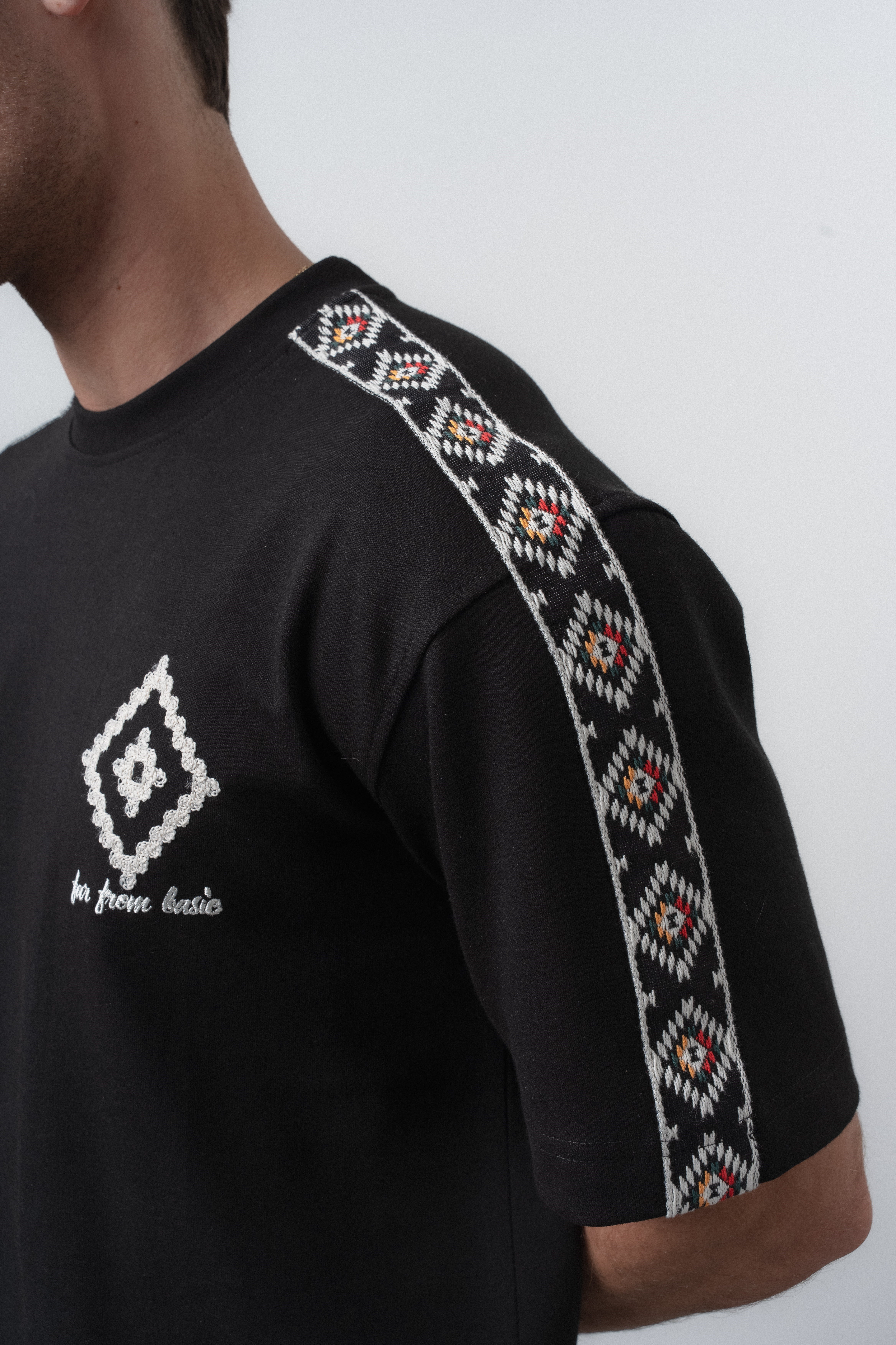 Erkek Far From Basic Şerit Detaylı Regular Fit T-Shirt Pantolon Takım Siyah