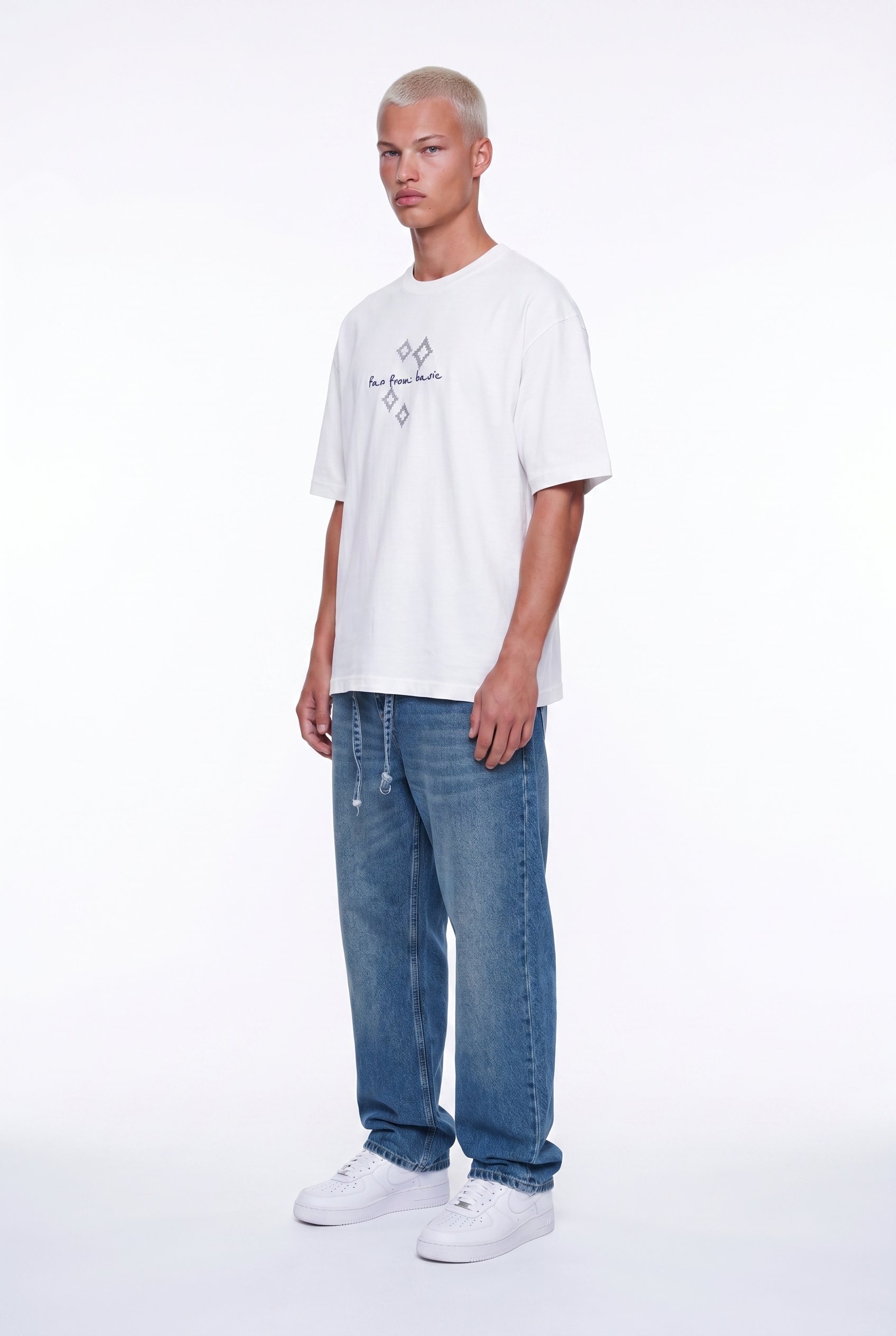 Erkek FFB Nakış Detaylı Oversize T-Shirt Ekru