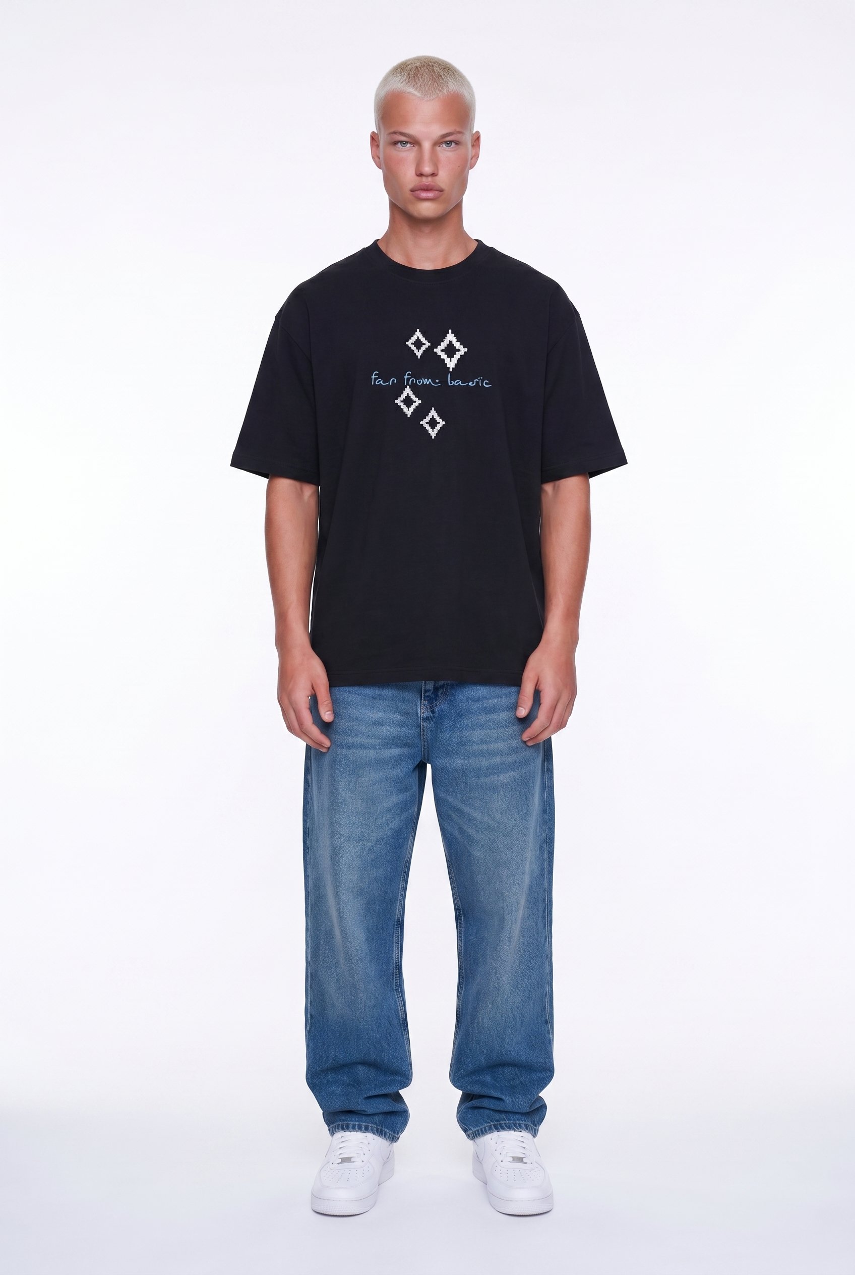Erkek FFB Nakış Detaylı Oversize T-Shirt Siyah