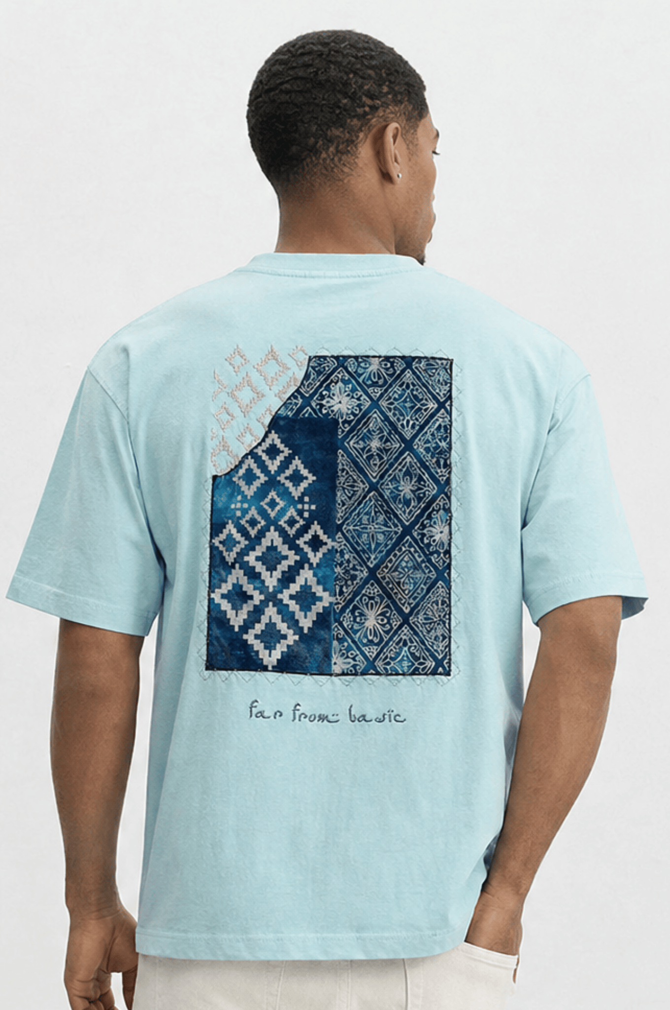 Erkek FFB Nakış Detaylı Oversize T-Shirt Bebe Mavi