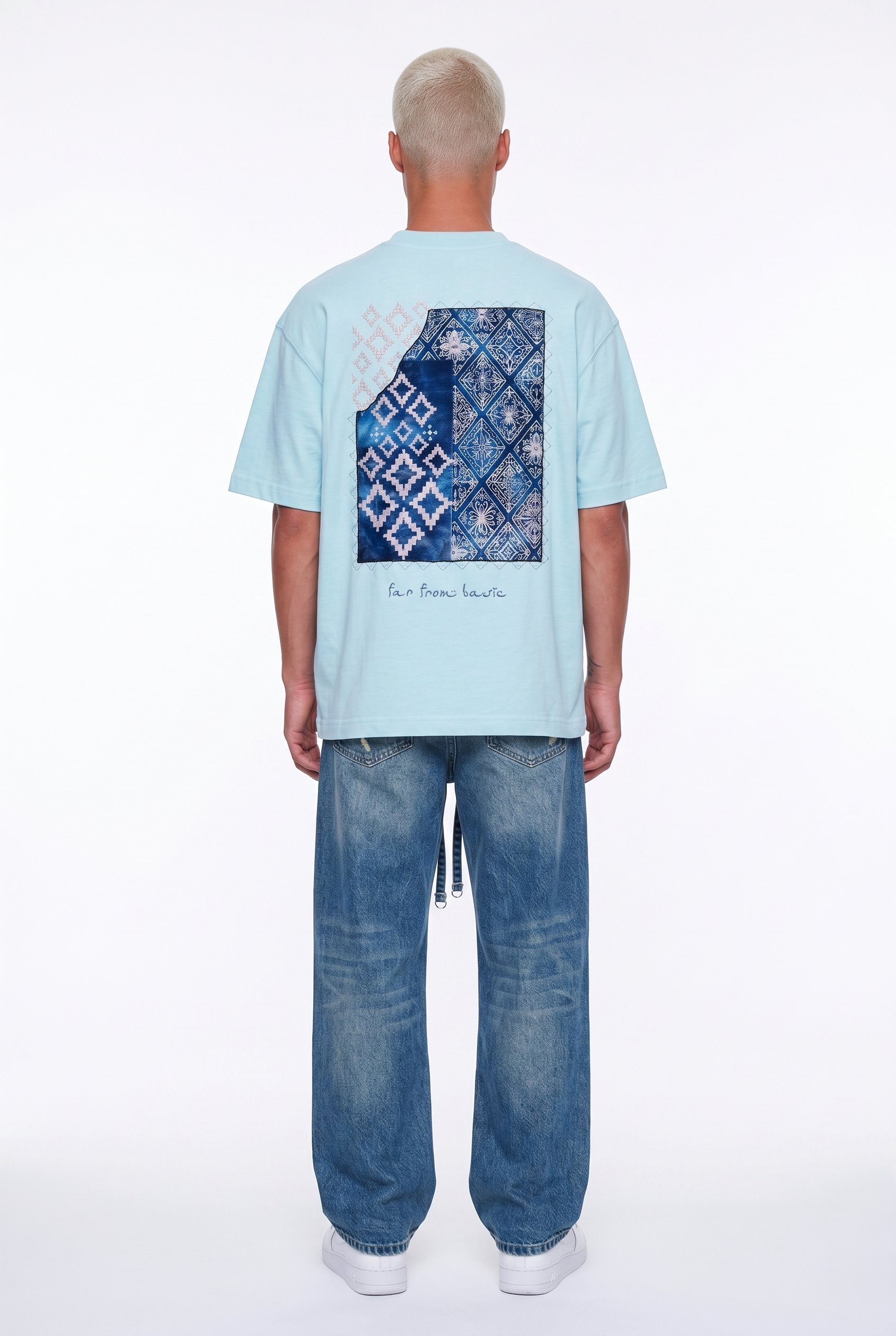 Erkek FFB Nakış Detaylı Oversize T-Shirt Bebe Mavi