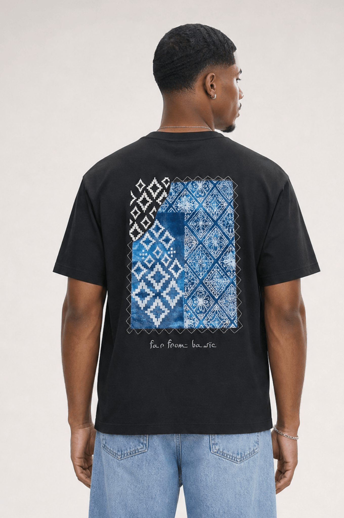 Erkek FFB Nakış Detaylı Oversize T-Shirt Siyah