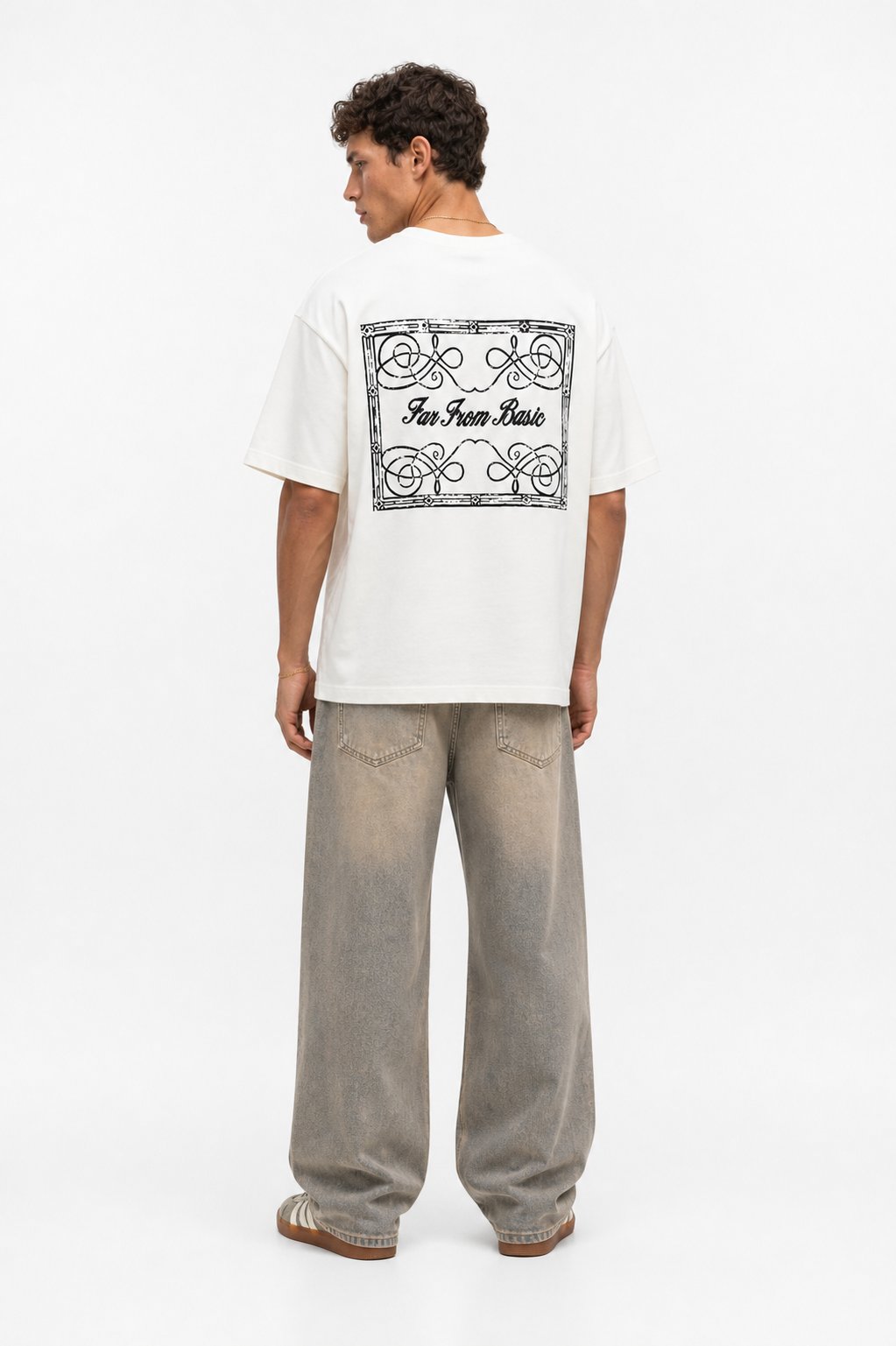 Erkek FFB Nakışlı Oversize T-Shirt Ekru