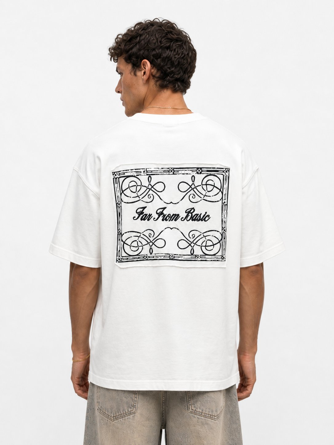 Erkek FFB Nakışlı Oversize T-Shirt Ekru