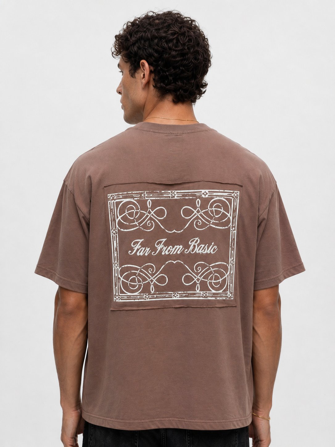 Erkek FFB Nakışlı Oversize T-Shirt Kahve