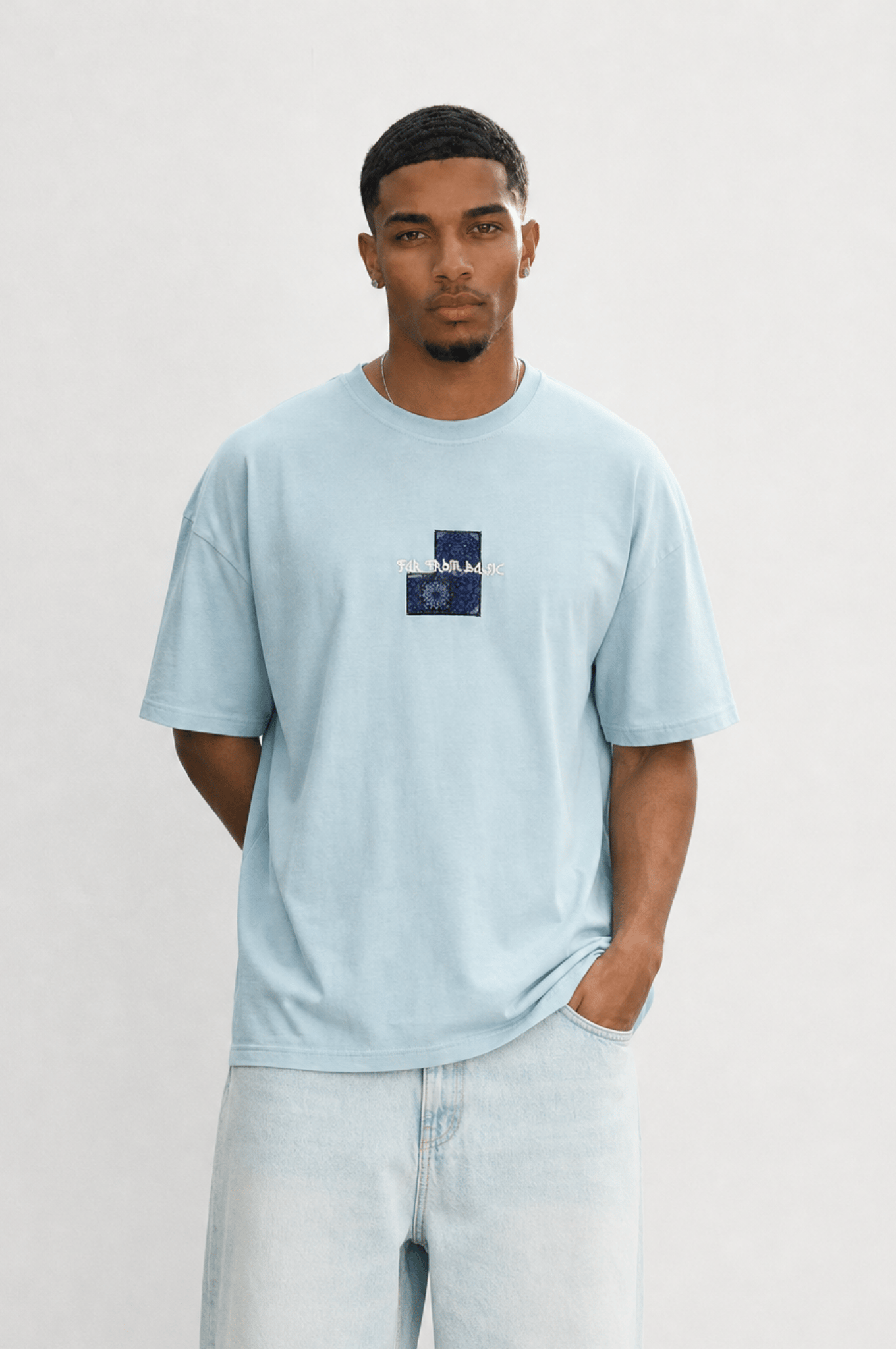 Erkek FFB Patch Oversize T-Shirt Bebe Mavi