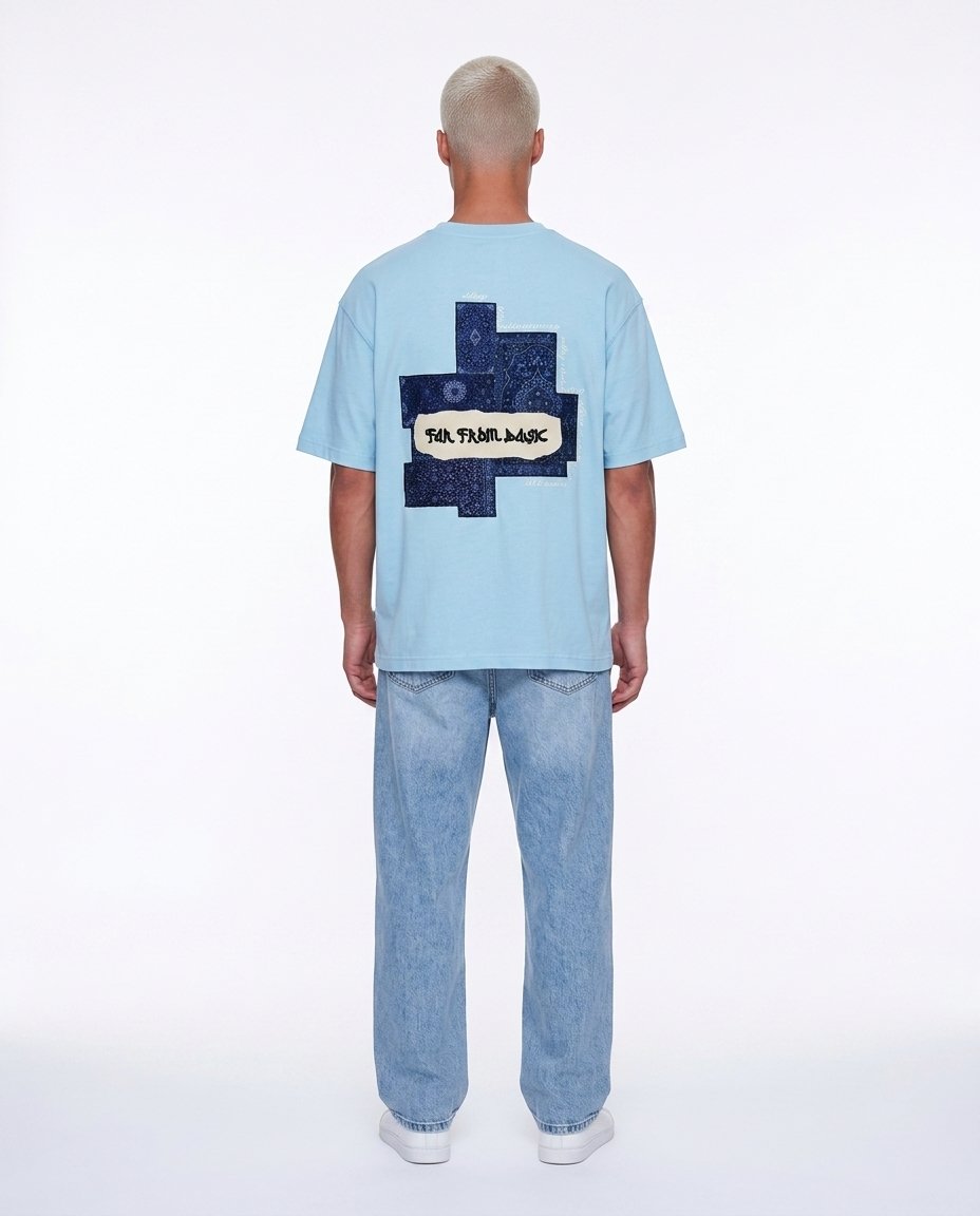 Erkek FFB Patch Oversize T-Shirt Bebe Mavi
