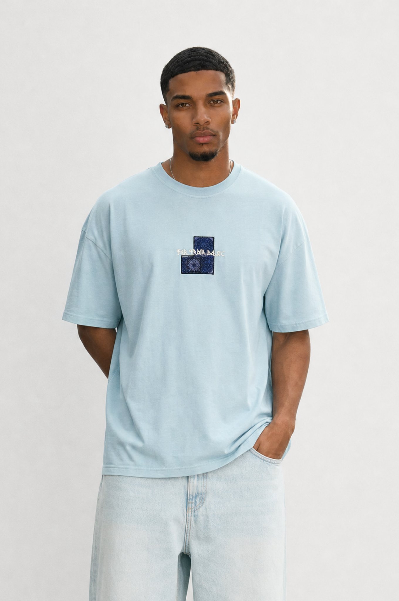 Erkek FFB Patch Oversize T-Shirt Bebe Mavi