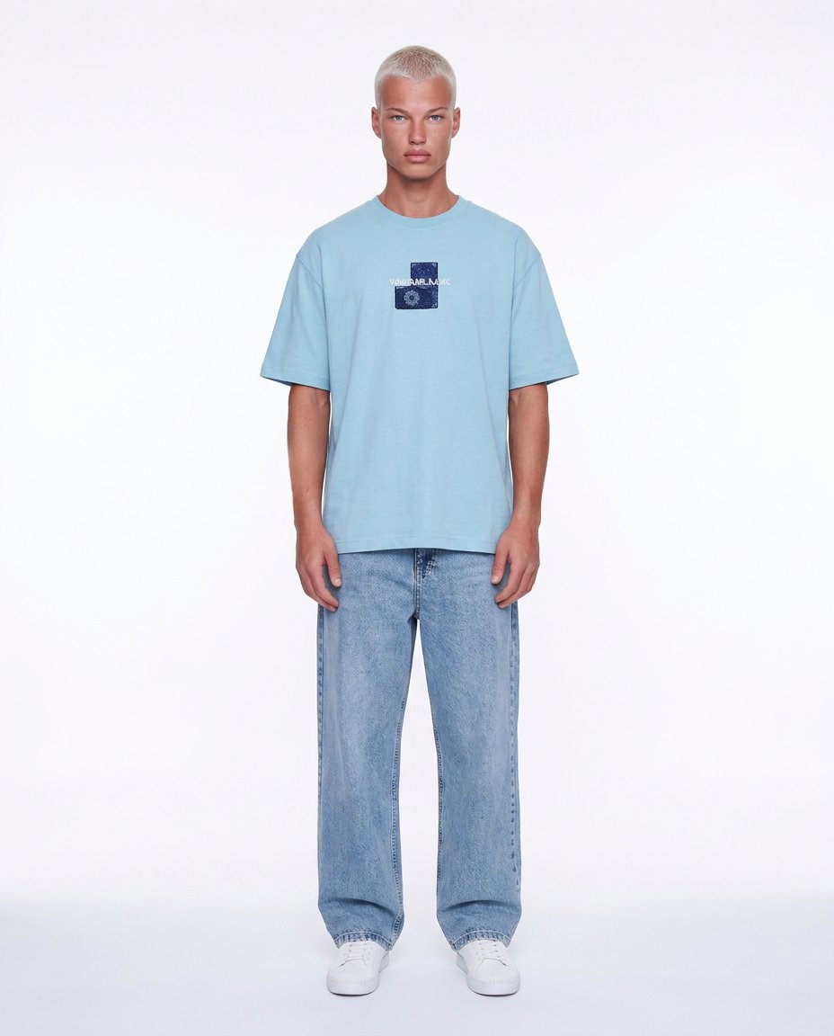 Erkek FFB Patch Oversize T-Shirt Bebe Mavi