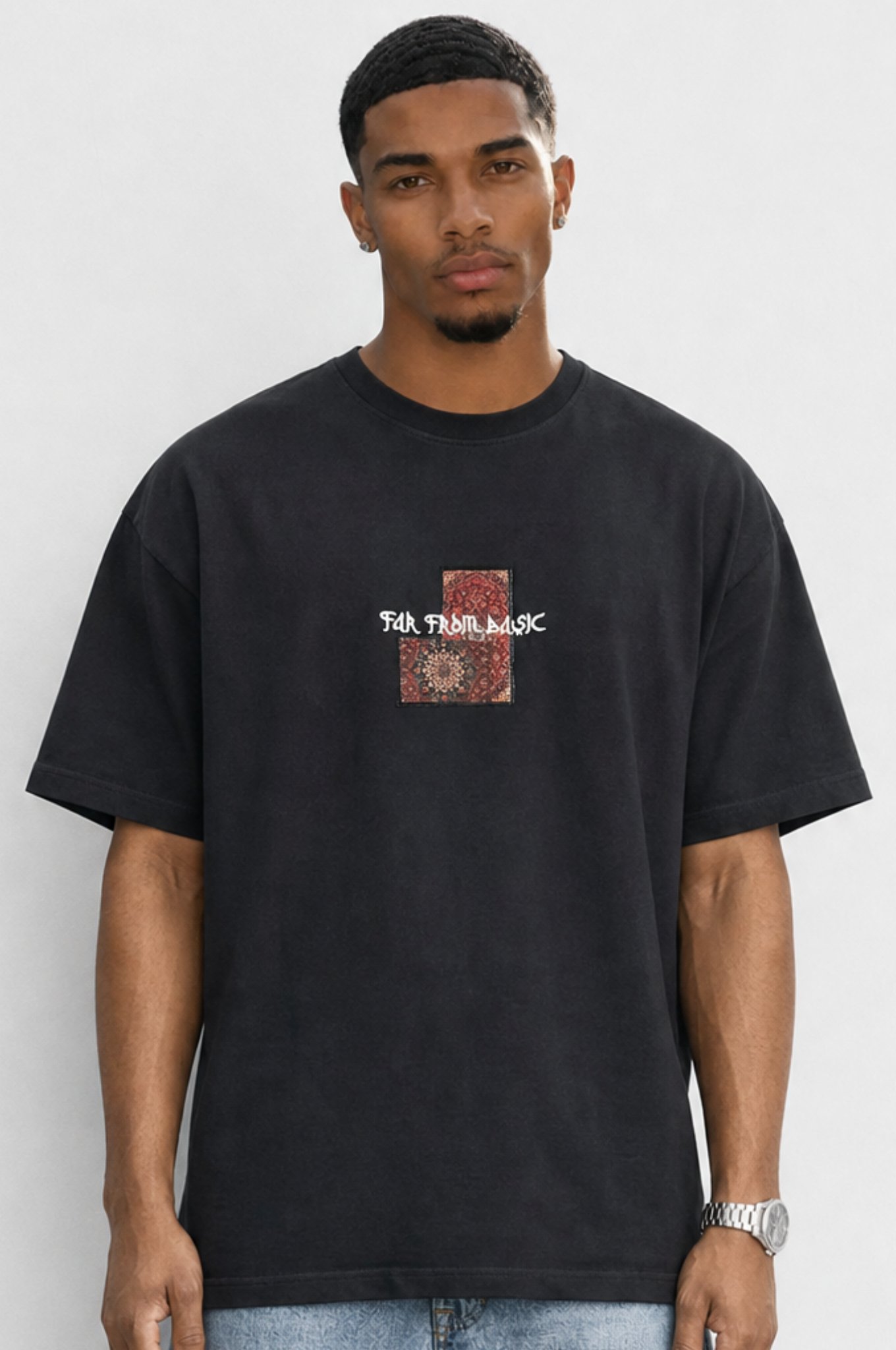 Erkek FFB Patch Oversize T-Shirt Siyah