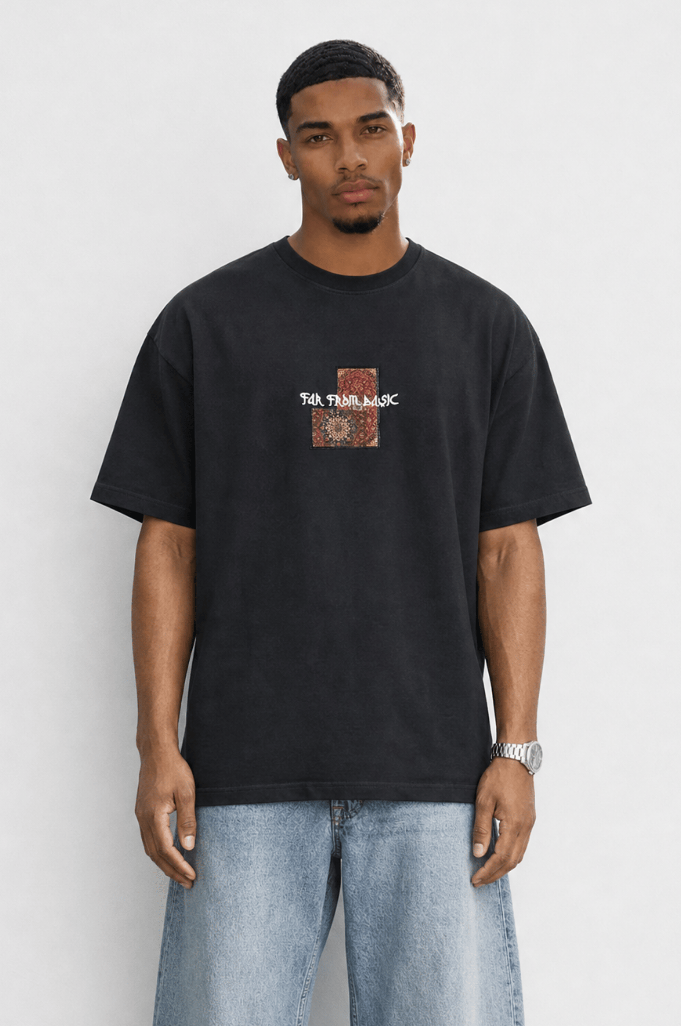 Erkek FFB Patch Oversize T-Shirt Siyah