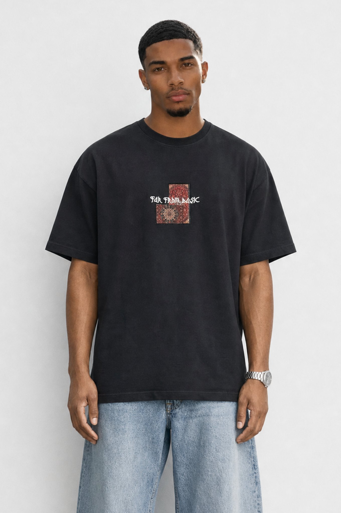 Erkek FFB Patch Oversize T-Shirt Siyah