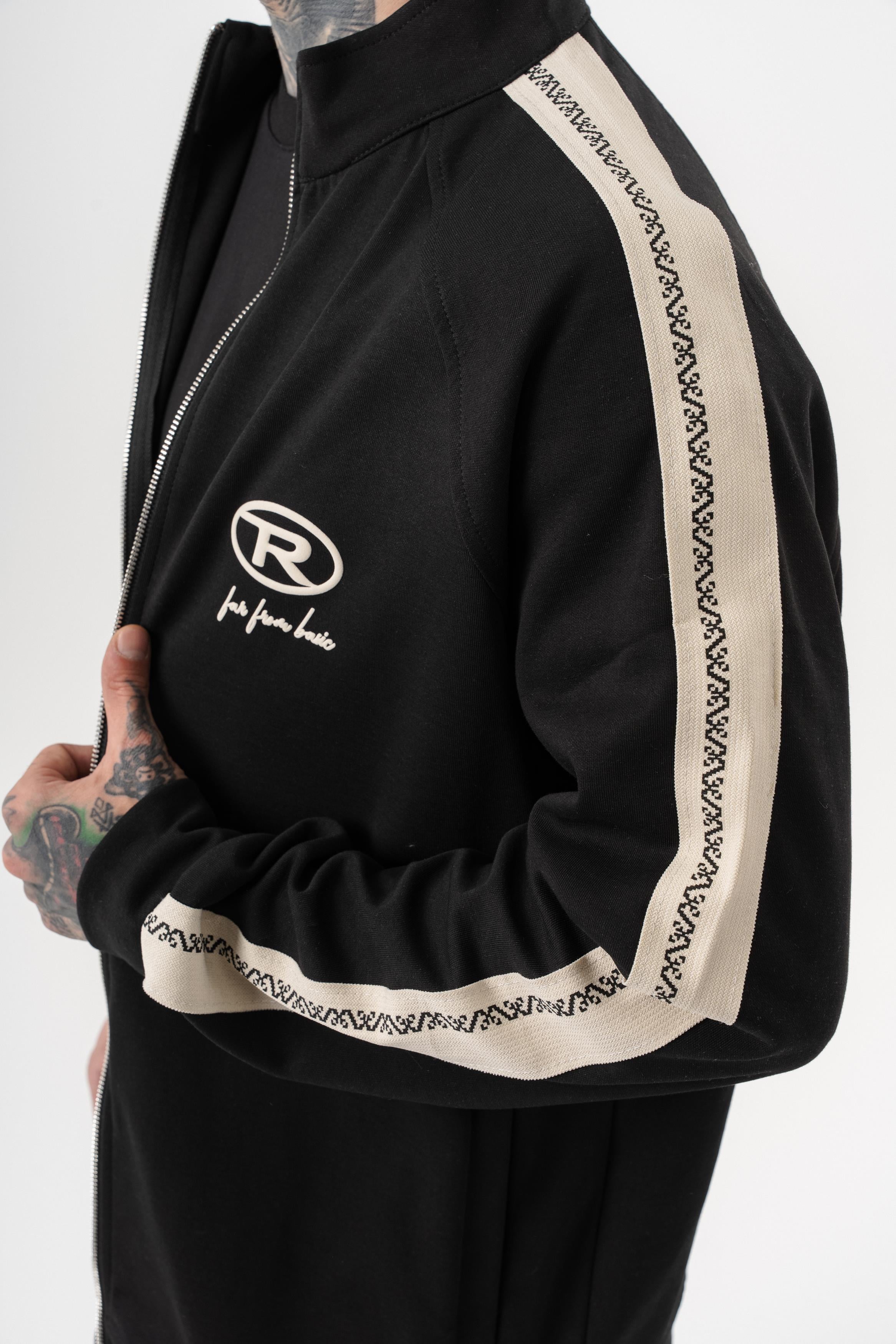 Erkek FFB Şerit Detaylı Dik Yaka Doubleface Zip Oversize Sweatshirt Siyah