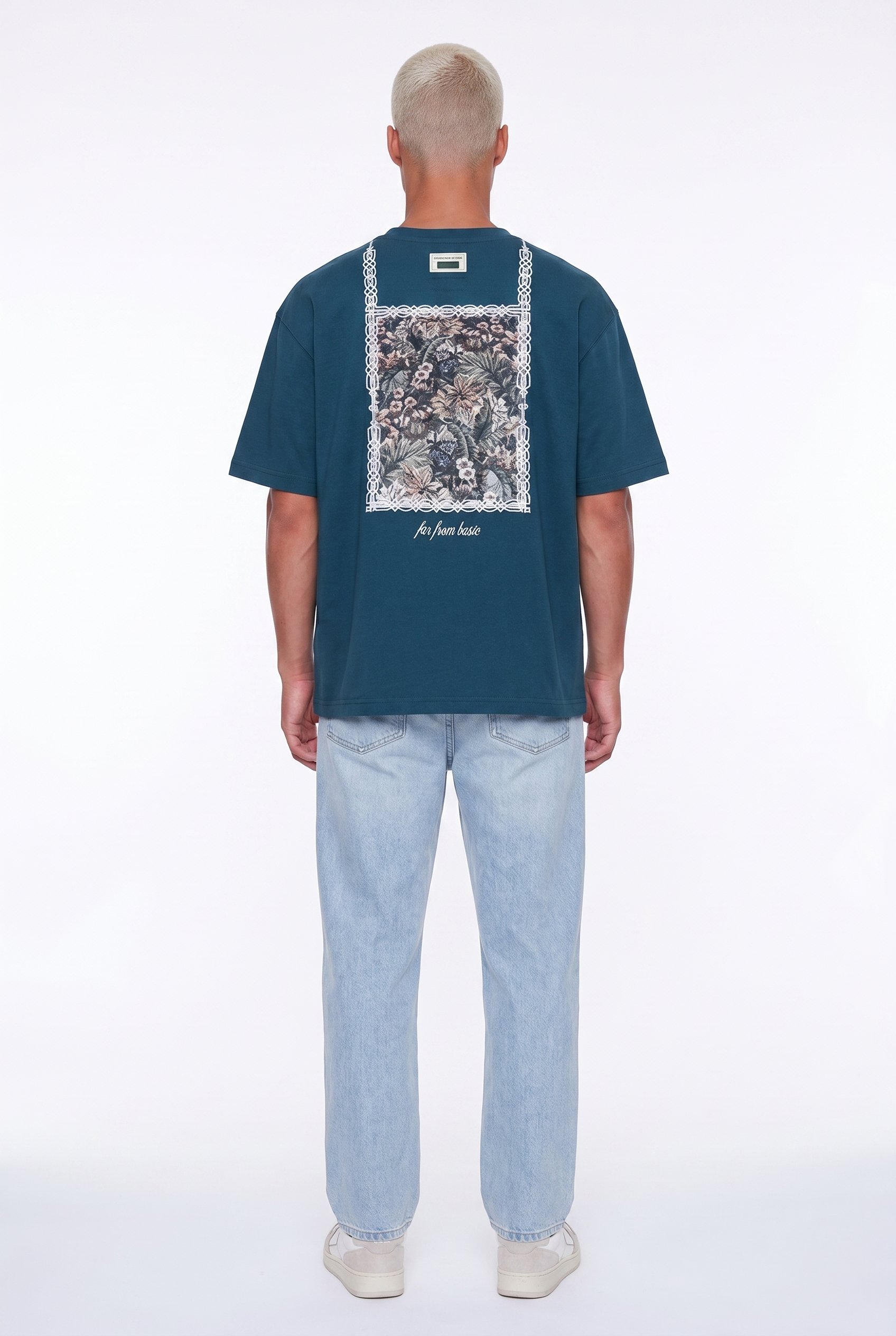 Erkek FFB Vintage Nakışlı Oversize T-Shirt Zümrüt