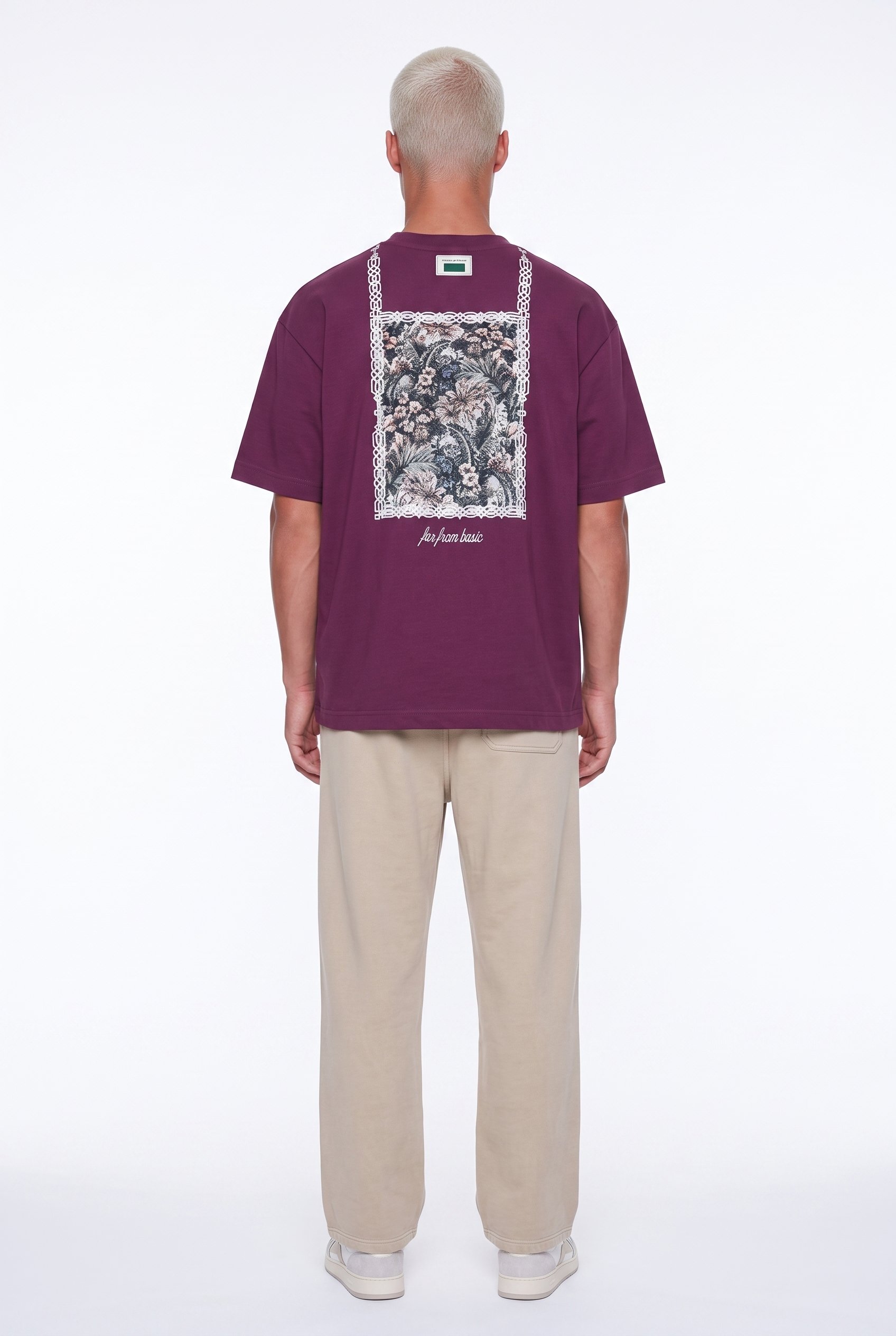 Erkek FFB Vintage Nakışlı Oversize T-Shirt Vişne