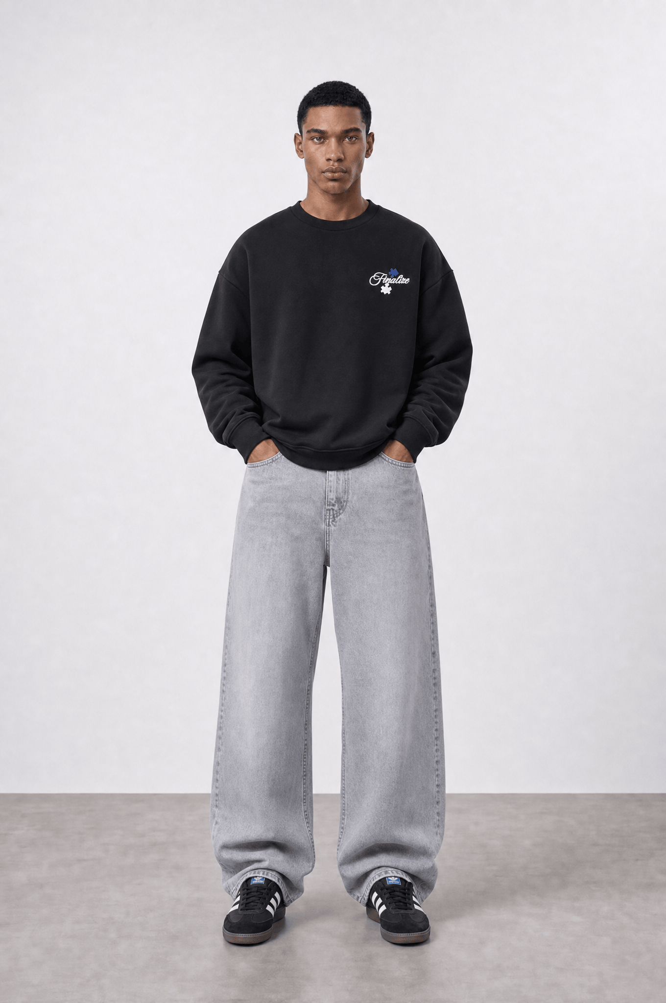 Erkek Finalize Patch Detaylı Oversize Sweatshirt Siyah