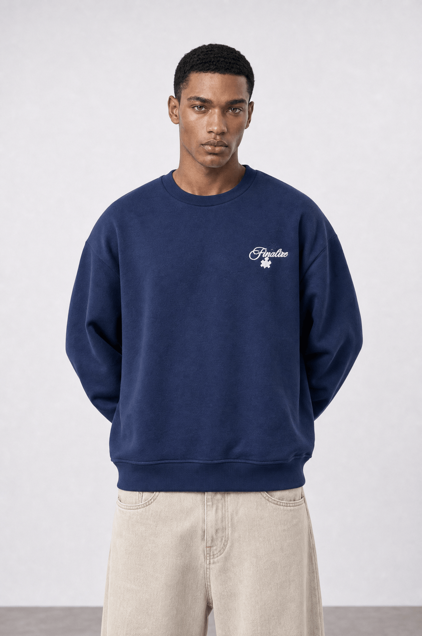 Erkek Finalize Patch Detaylı Oversize Sweatshirt Lacivert