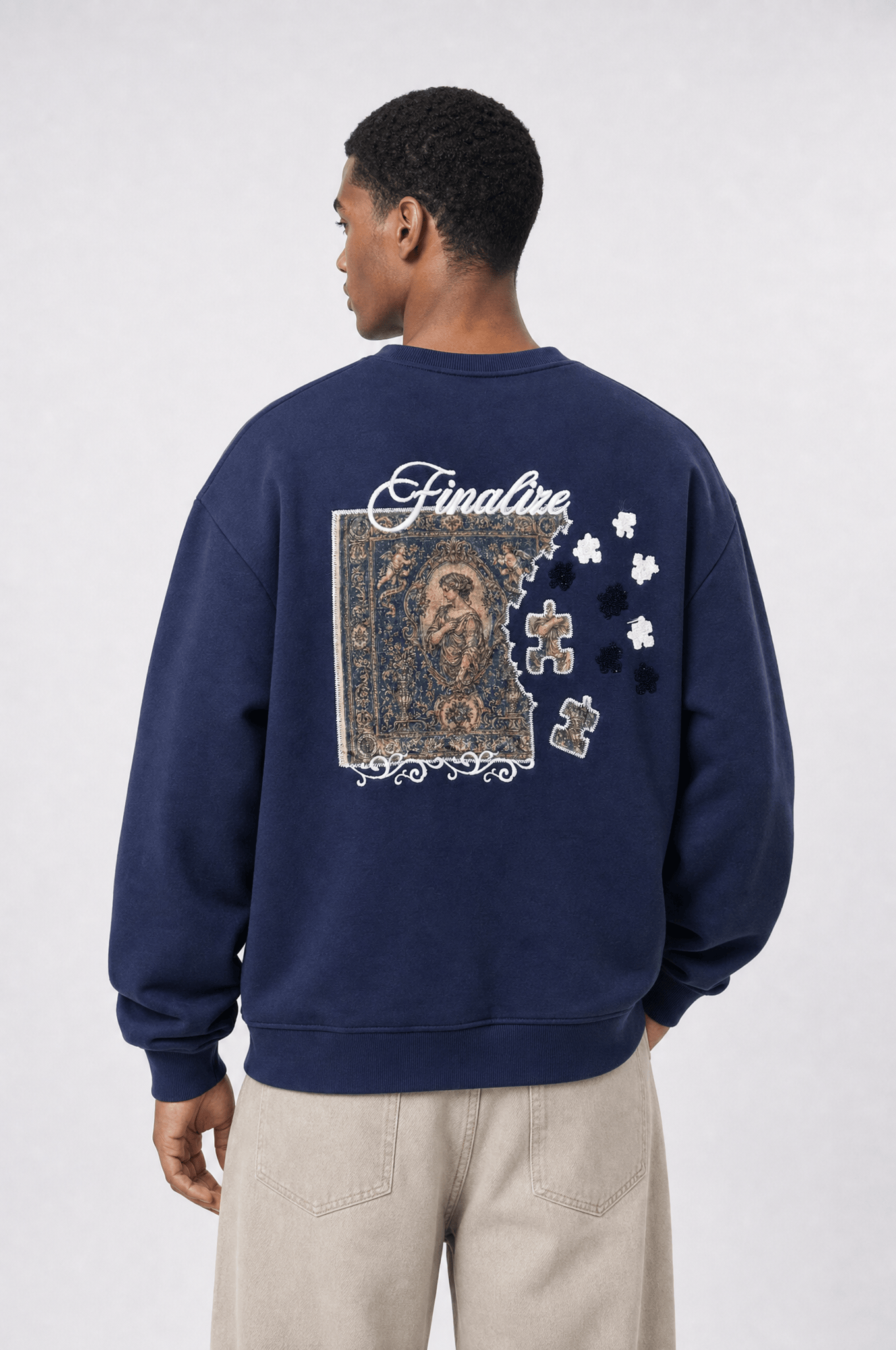 Erkek Finalize Patch Detaylı Oversize Sweatshirt Lacivert