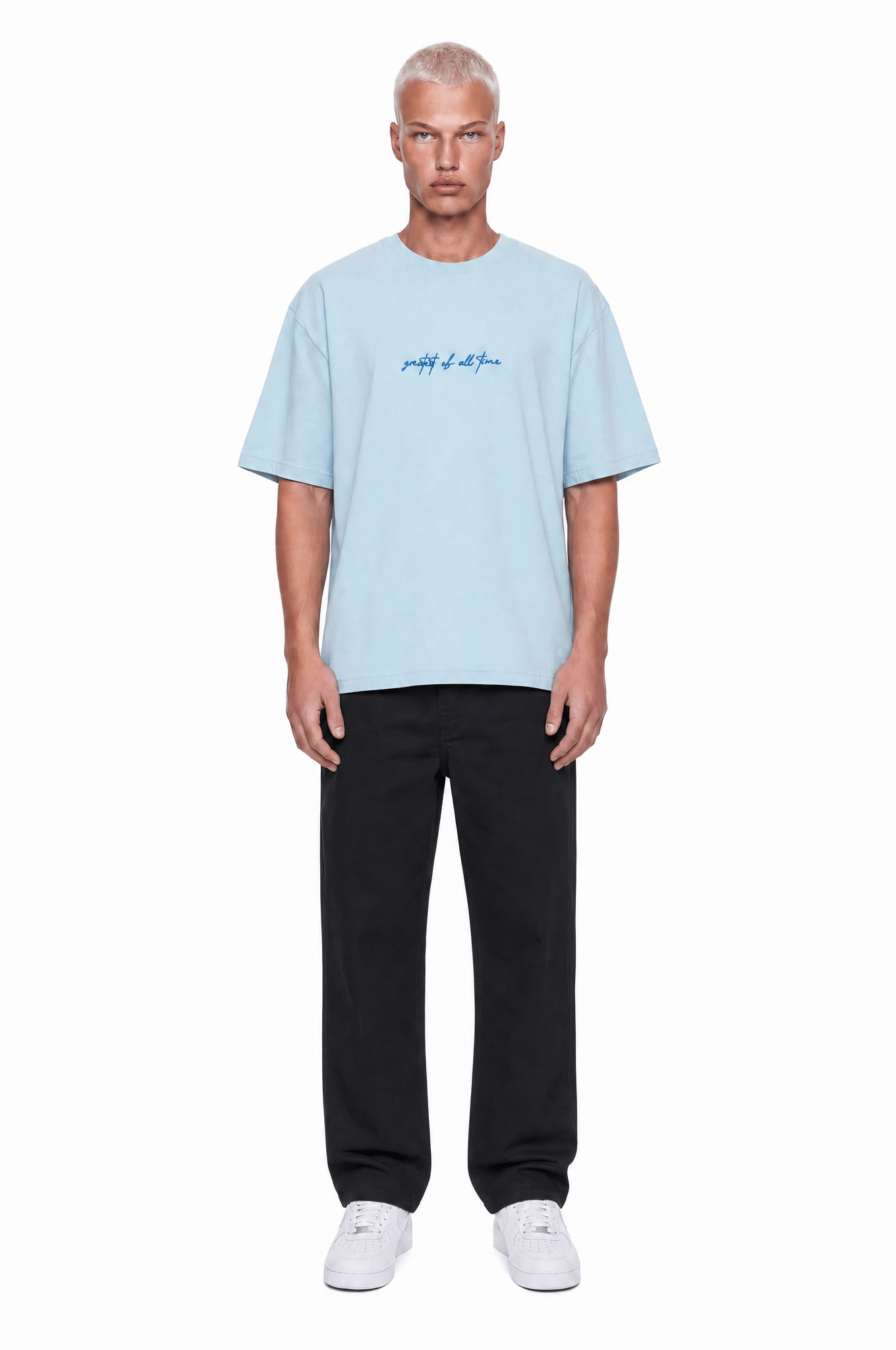 Erkek Goats Baskılı Oversize T-Shirt Bebe Mavi
