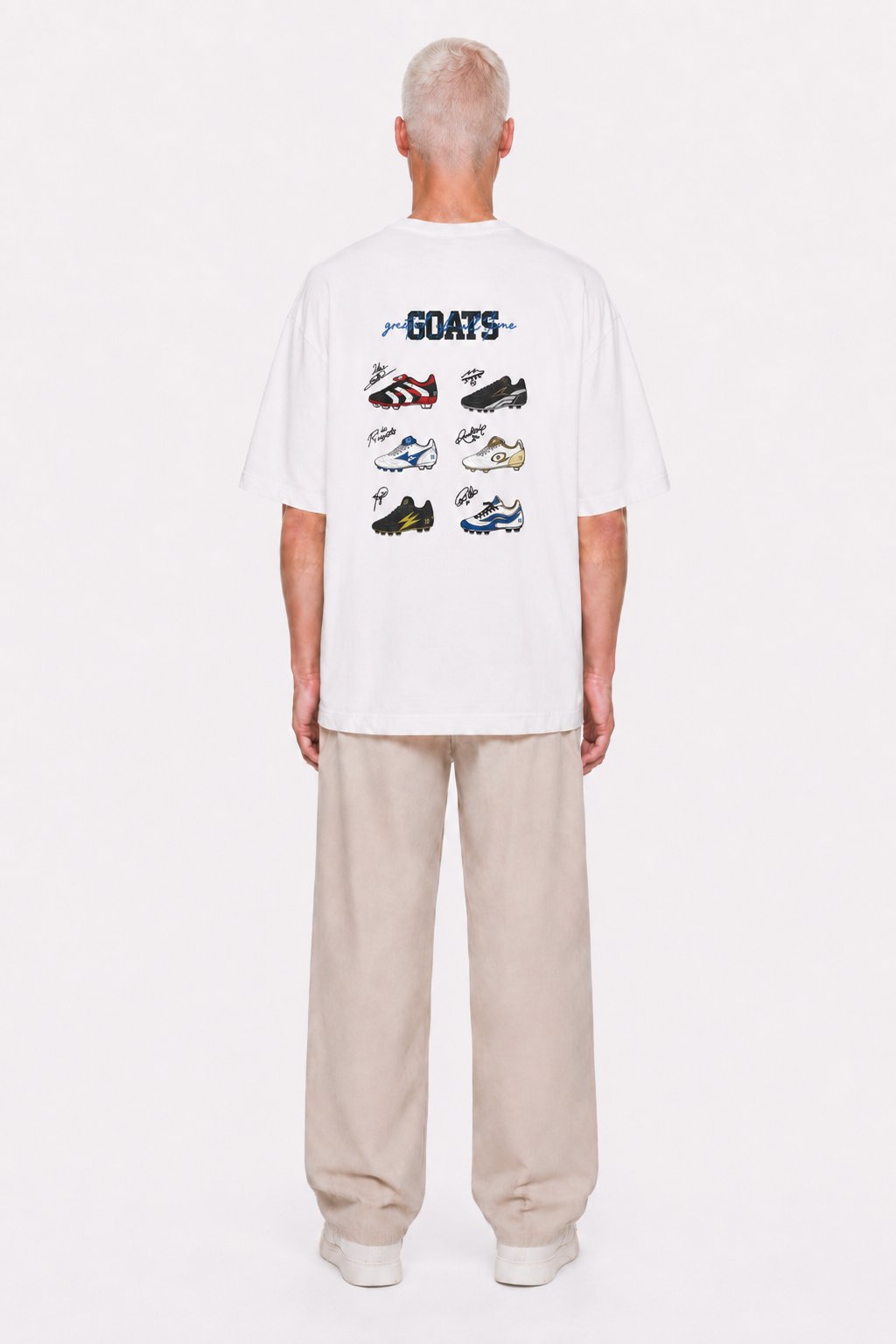 Erkek Goats Baskılı Oversize T-Shirt Ekru