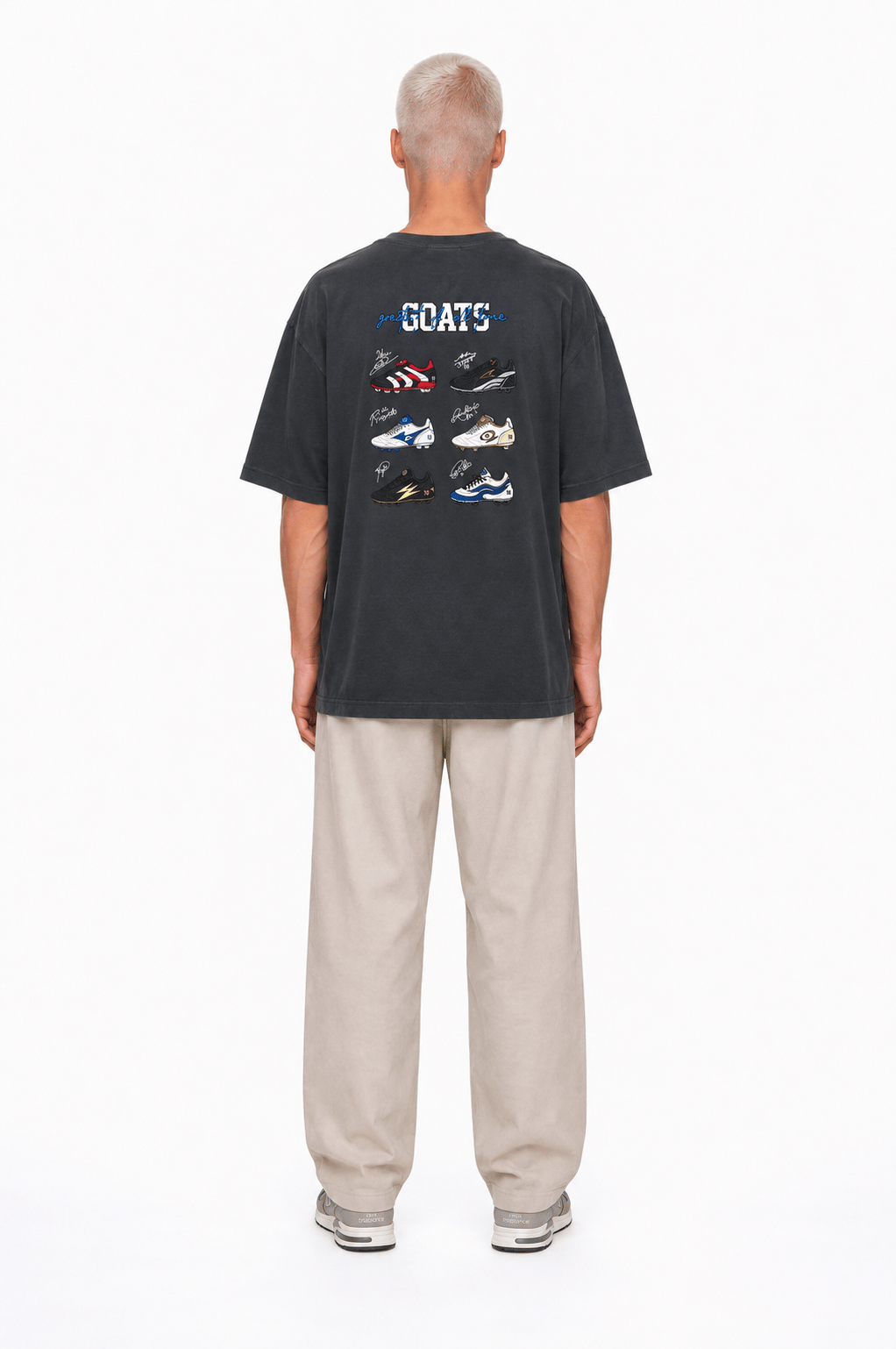 Erkek Goats Baskılı Oversize T-Shirt Füme