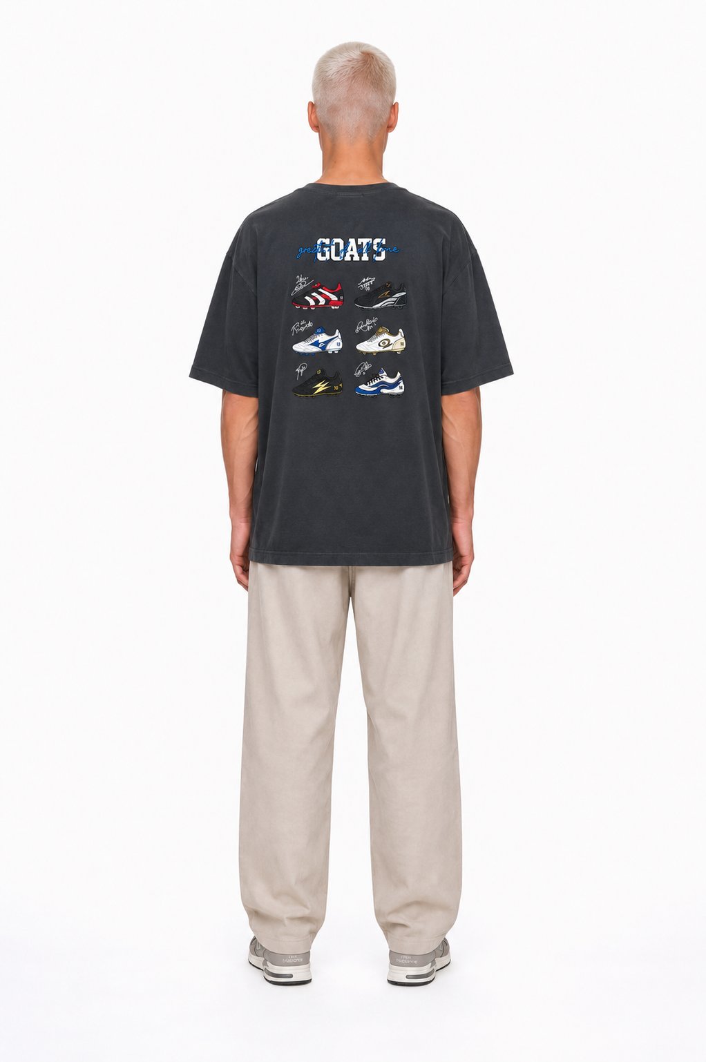 Erkek Goats Baskılı Oversize T-Shirt Füme