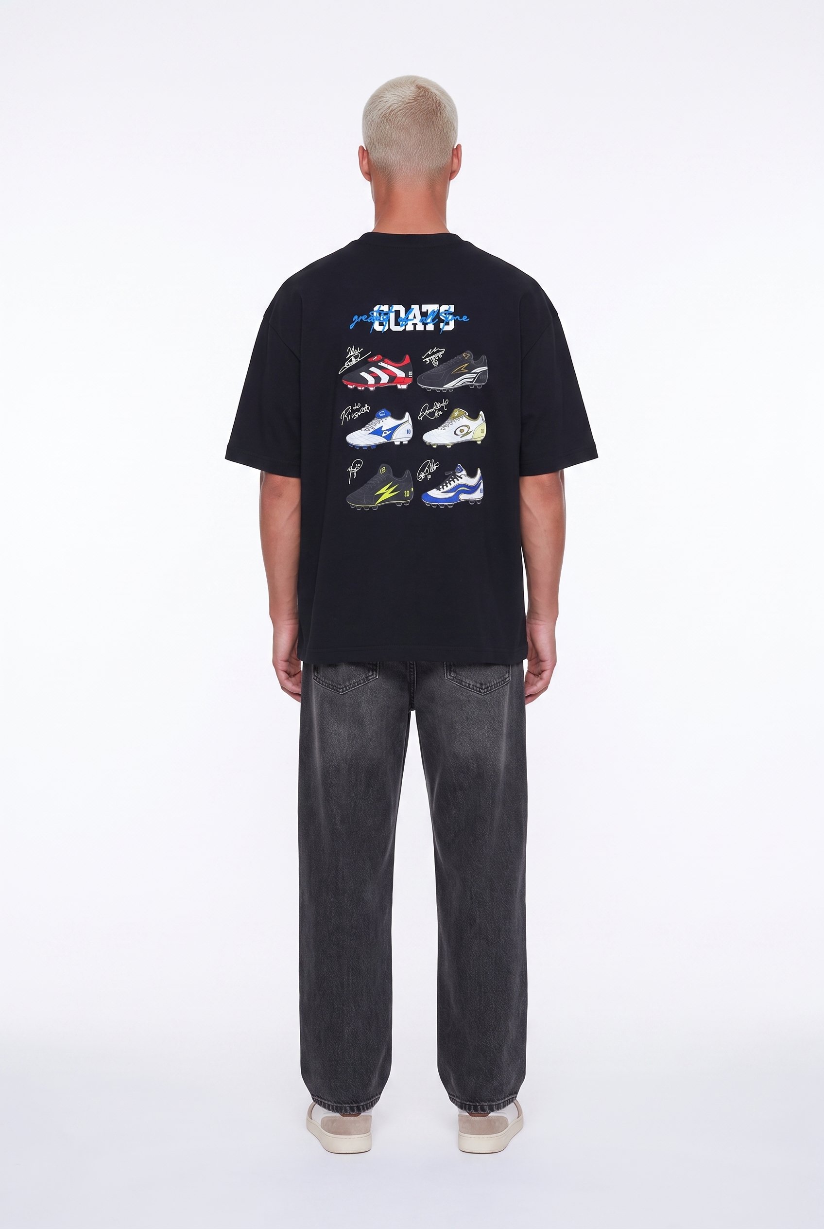Erkek Goats Baskılı Oversize T-Shirt Siyah