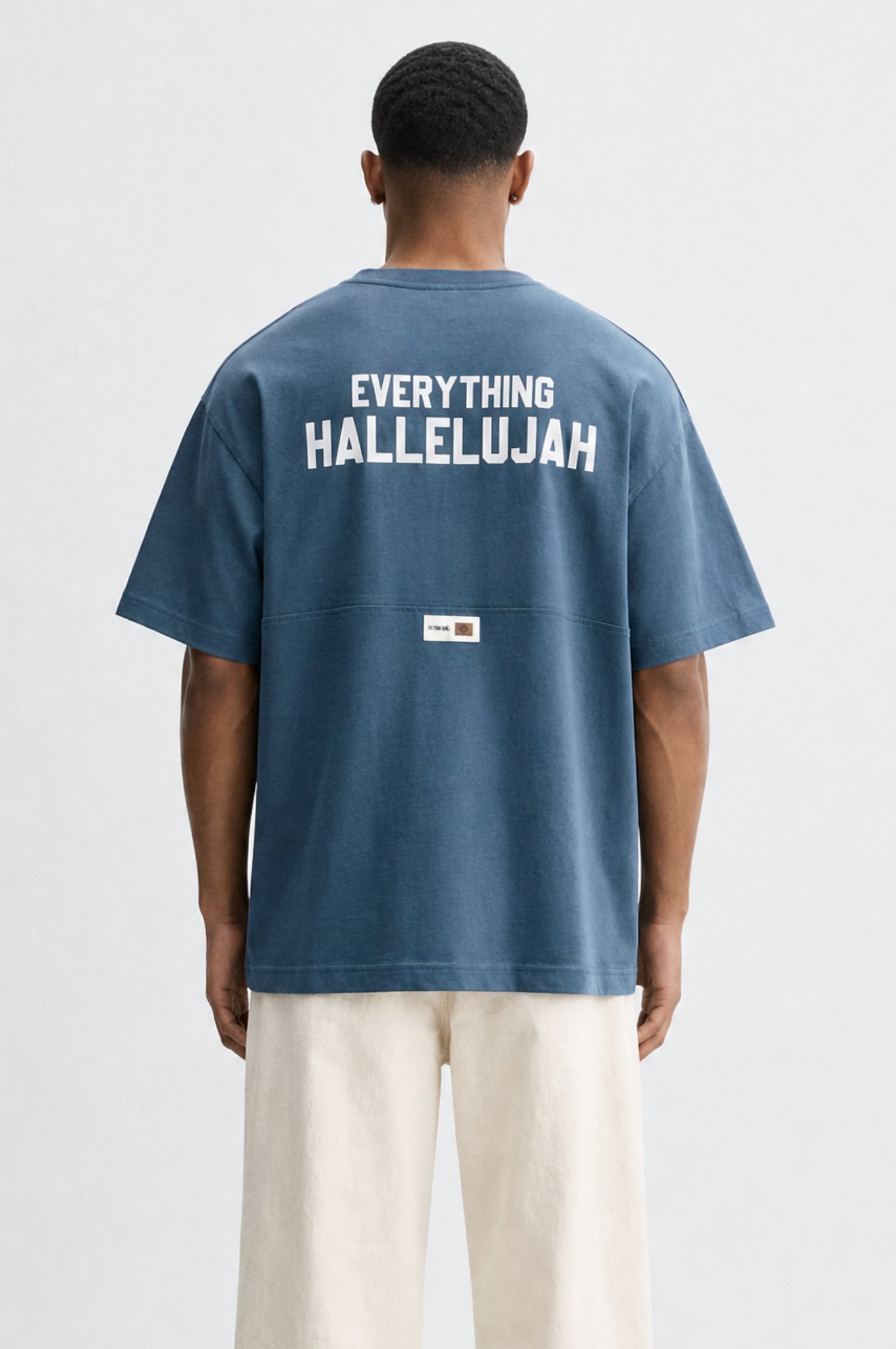 Erkek Hallelujah Baskılı Oversize T-Shirt Petrol