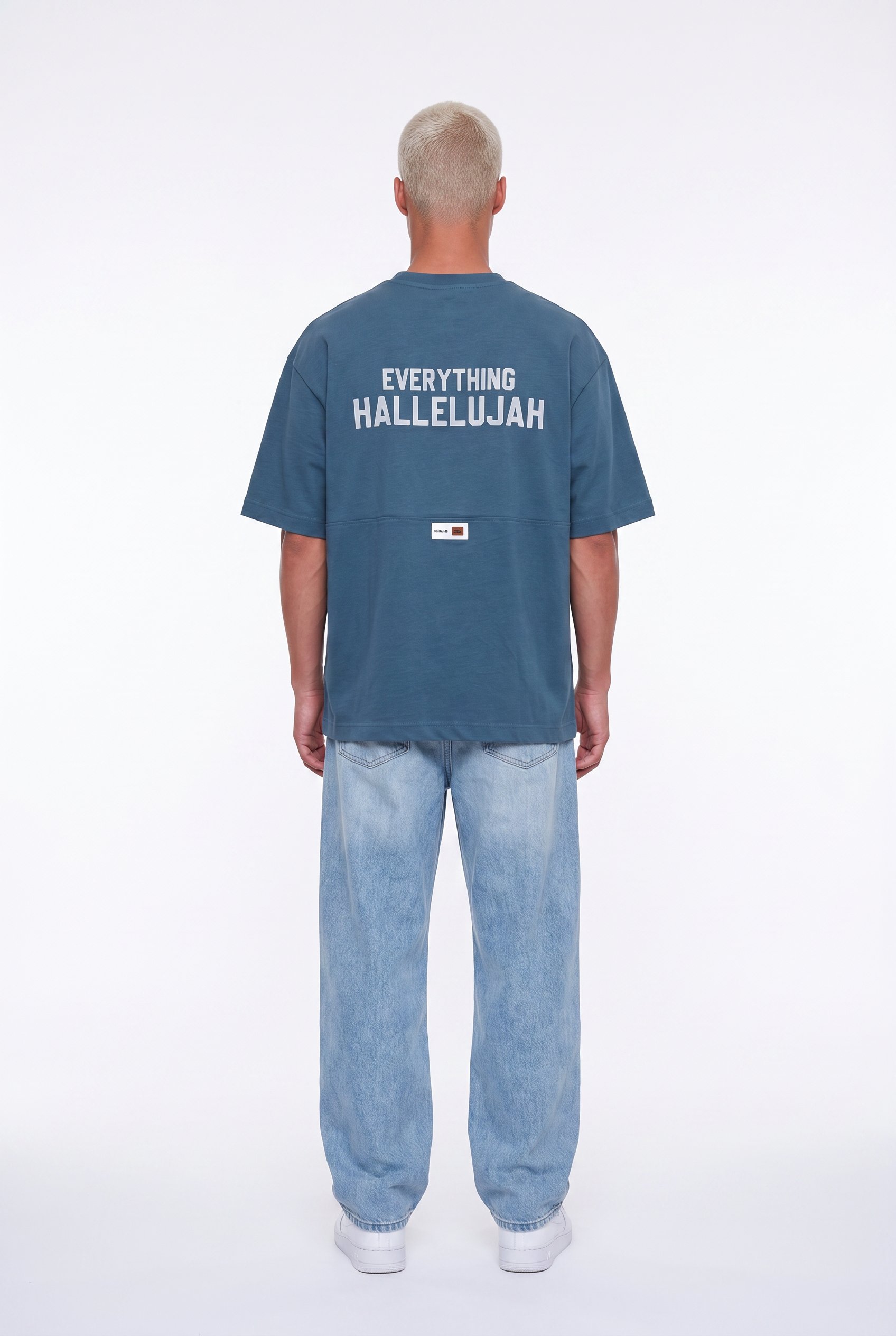 Erkek Hallelujah Baskılı Oversize T-Shirt Petrol