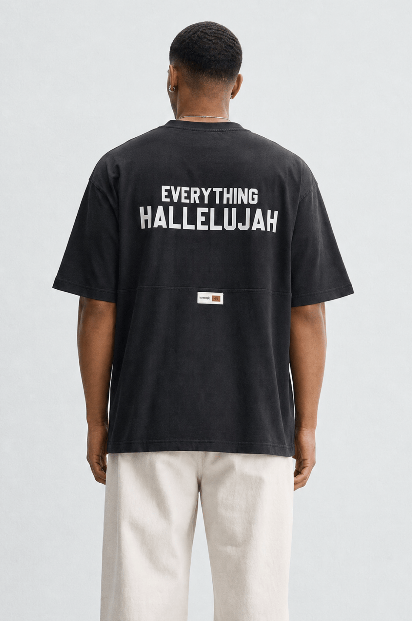 Erkek Hallelujah Baskılı Oversize T-Shirt Siyah