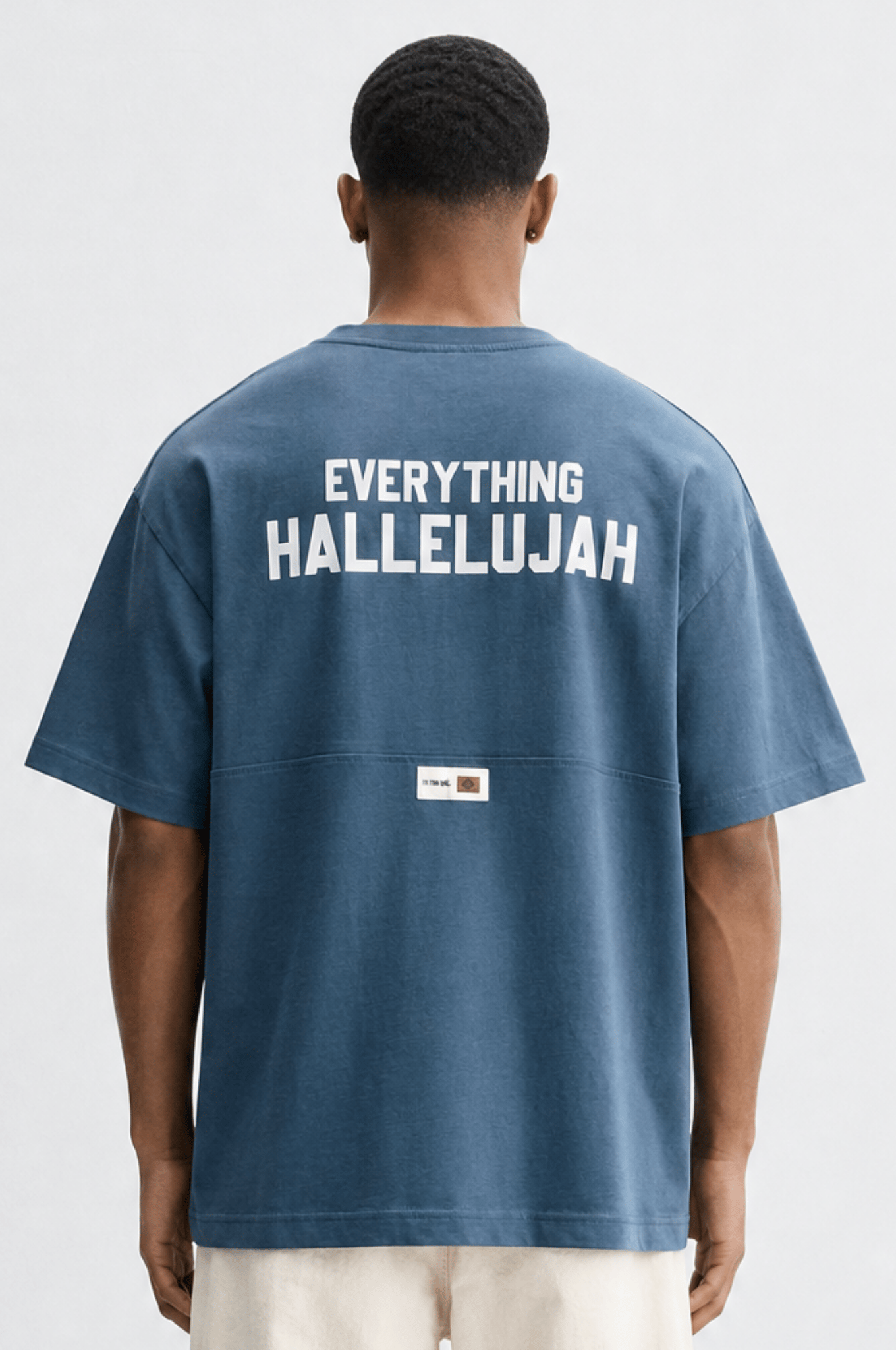 Erkek Hallelujah Baskılı Oversize T-Shirt Petrol