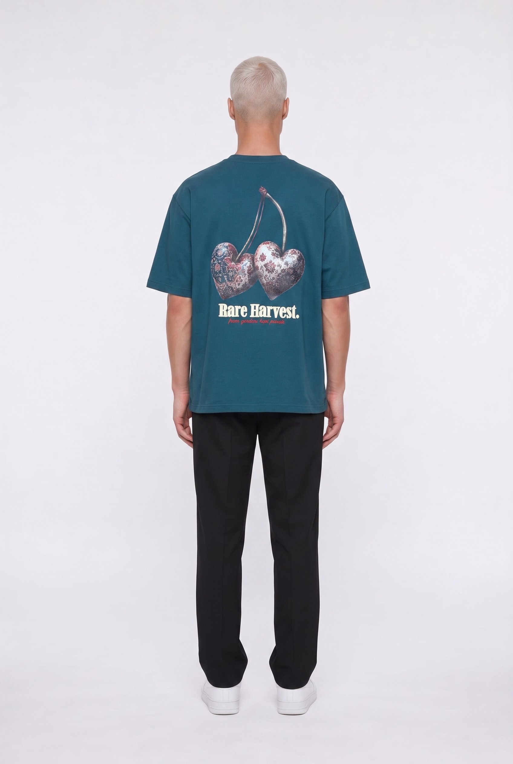 Erkek Harvest Baskılı Oversize T-Shirt Zümrüt