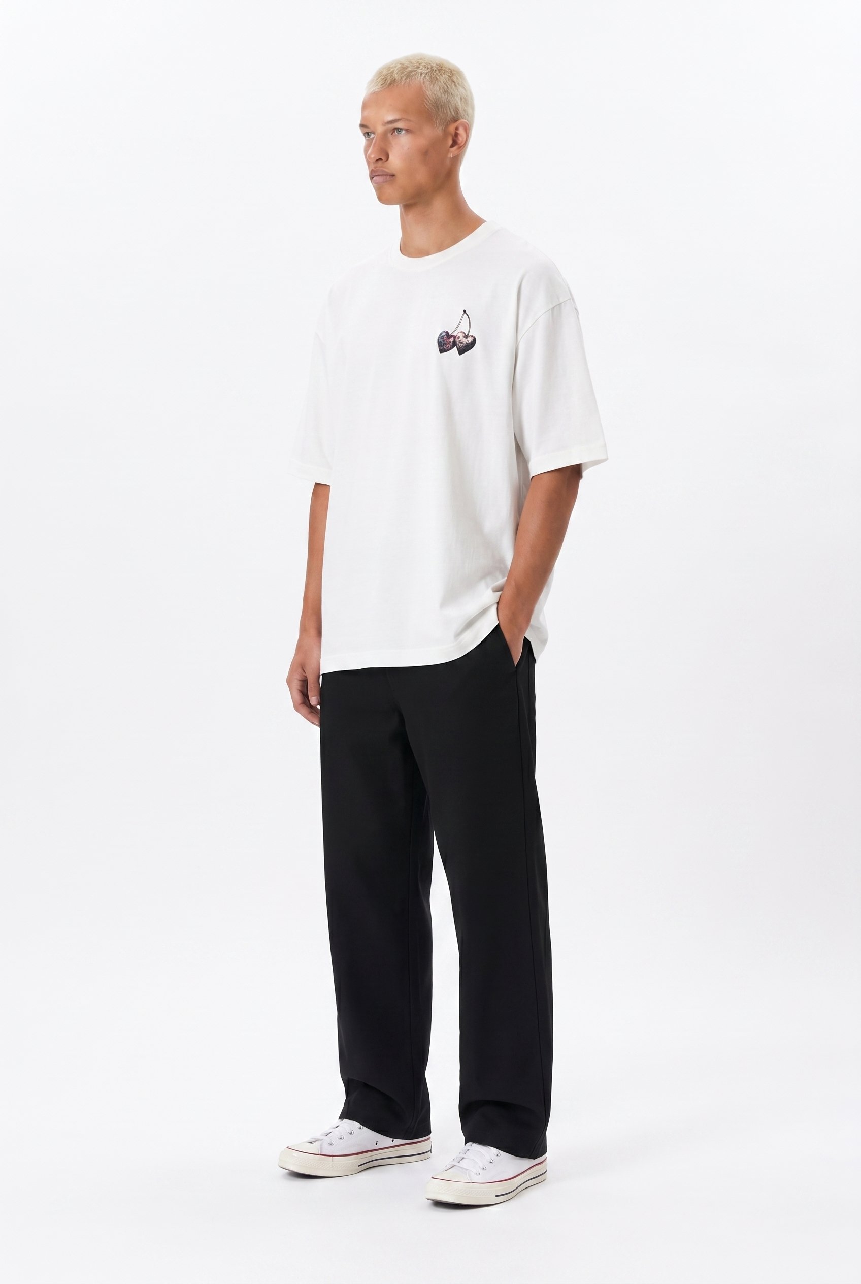 Erkek Harvest Baskılı Oversize T-Shirt Ekru