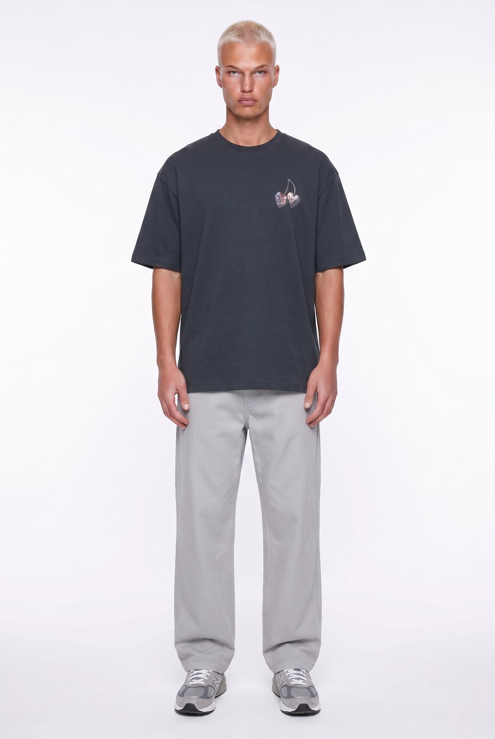 Erkek Harvest Baskılı Oversize T-Shirt Siyah