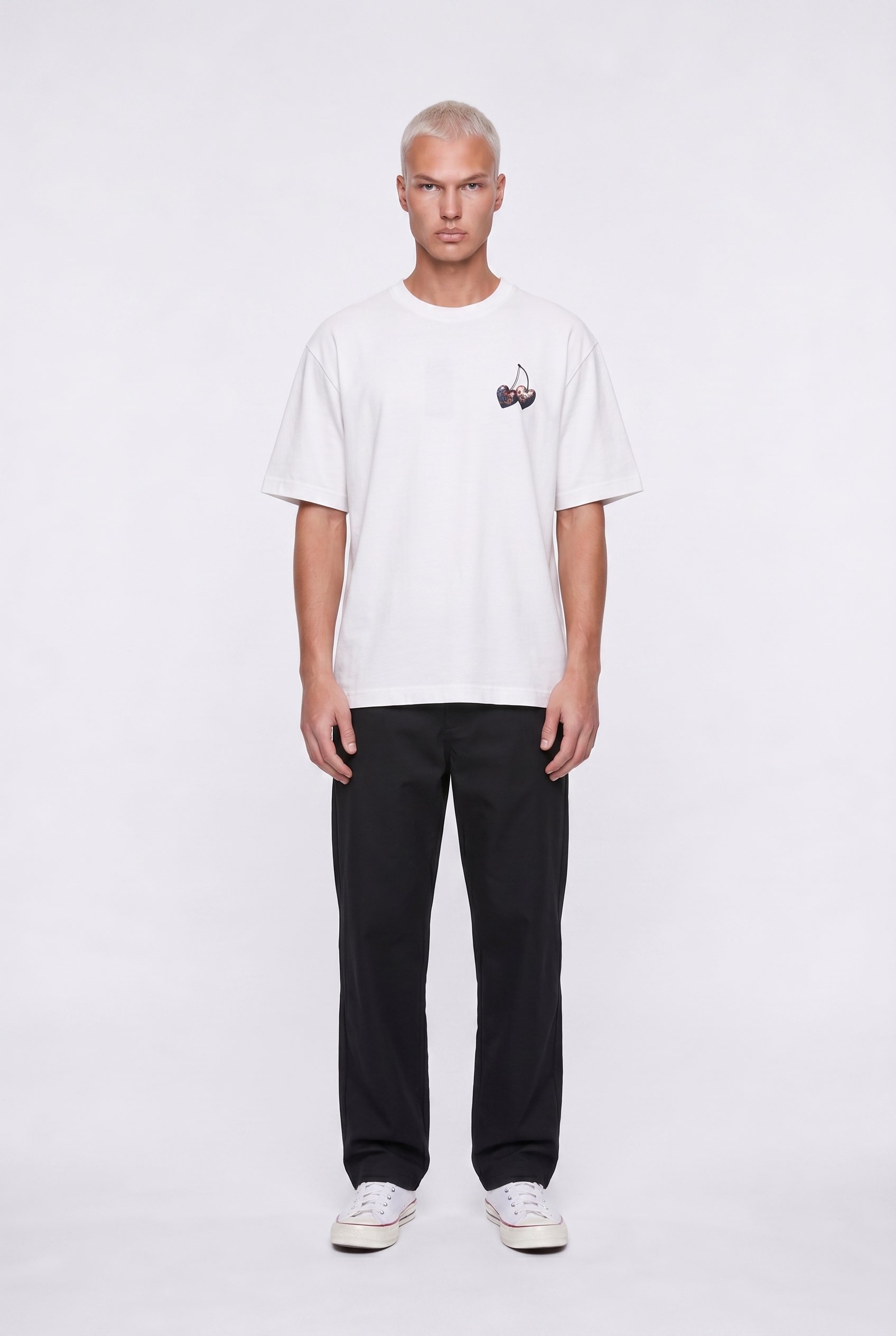 Erkek Harvest Baskılı Oversize T-Shirt Ekru