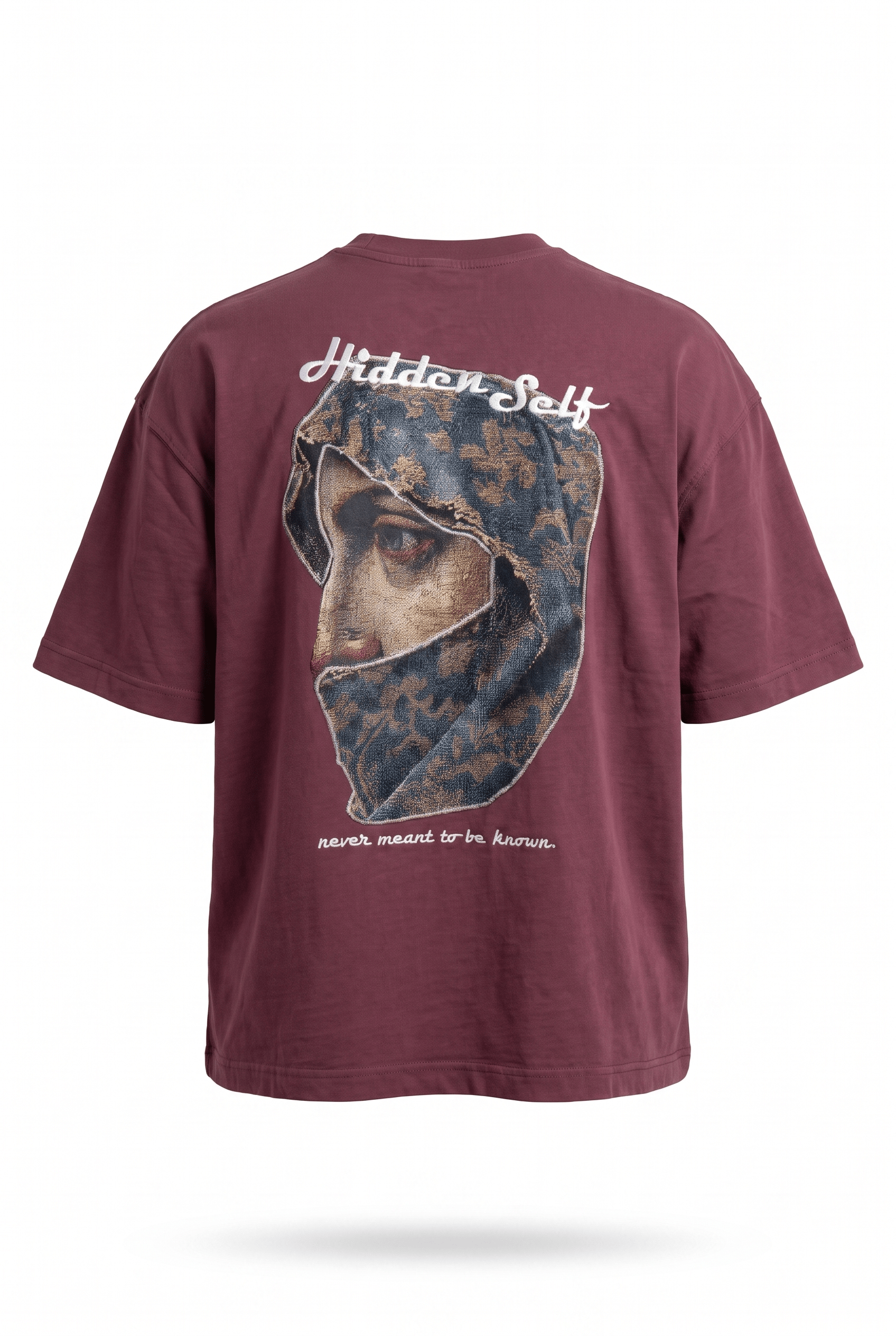 Erkek Hidden Self Baskılı Oversize T-Shirt Bordo