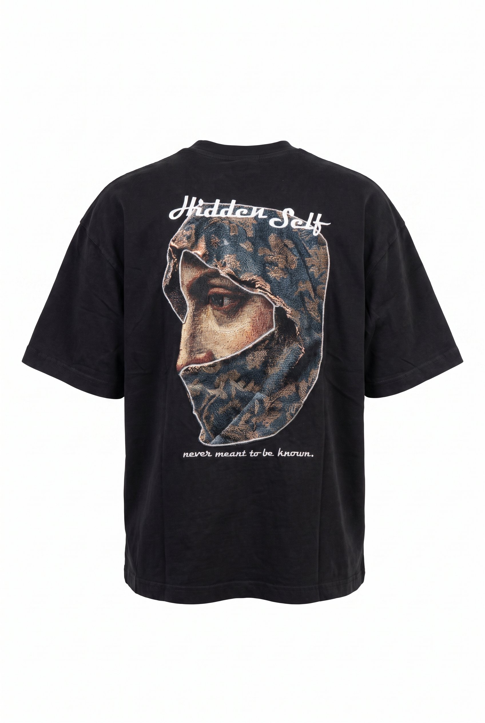 Erkek Hidden Self Baskılı Oversize T-Shirt Siyah