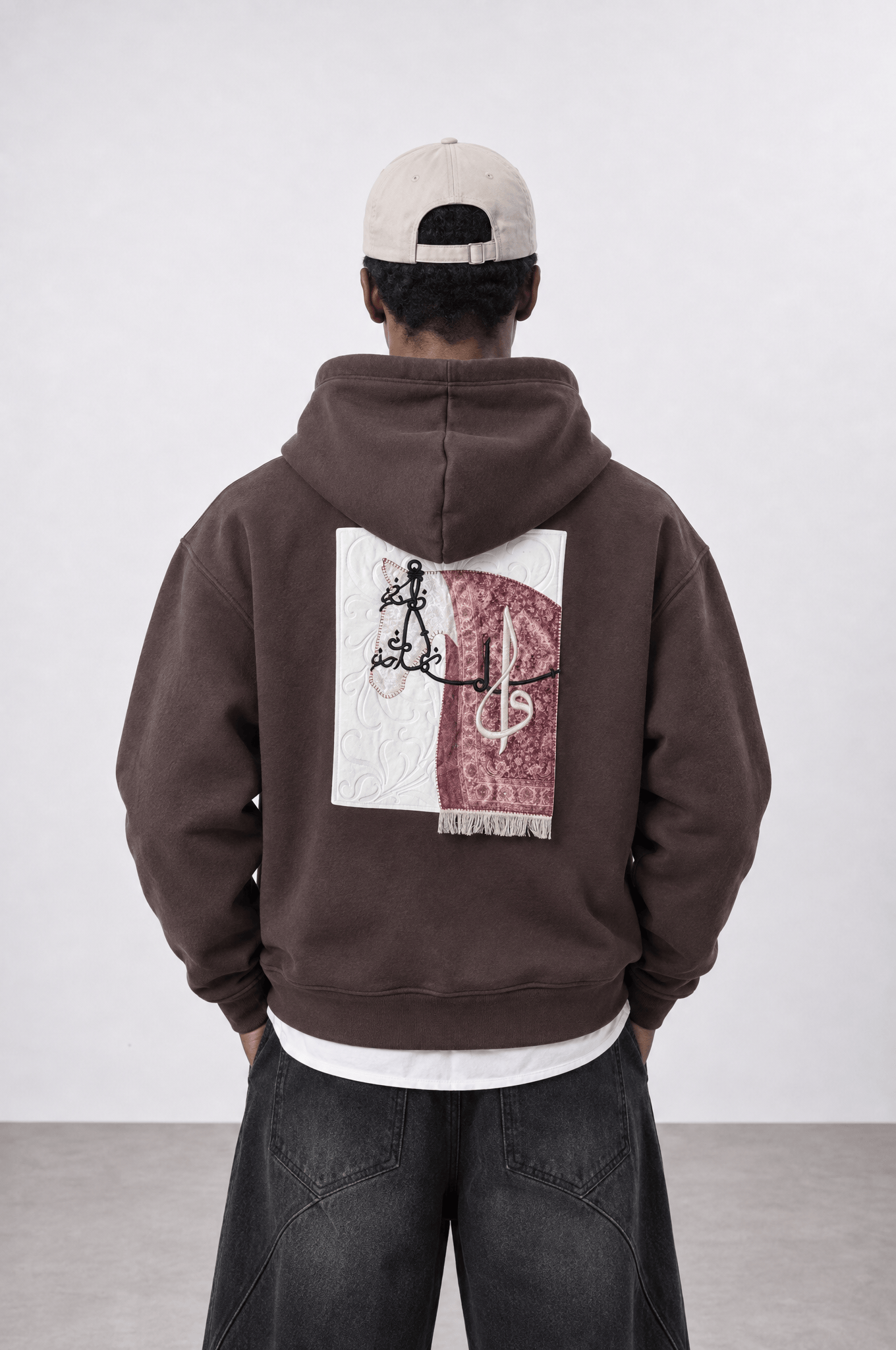 Erkek Horse Patch Detaylı Oversize Hoodie Kahve