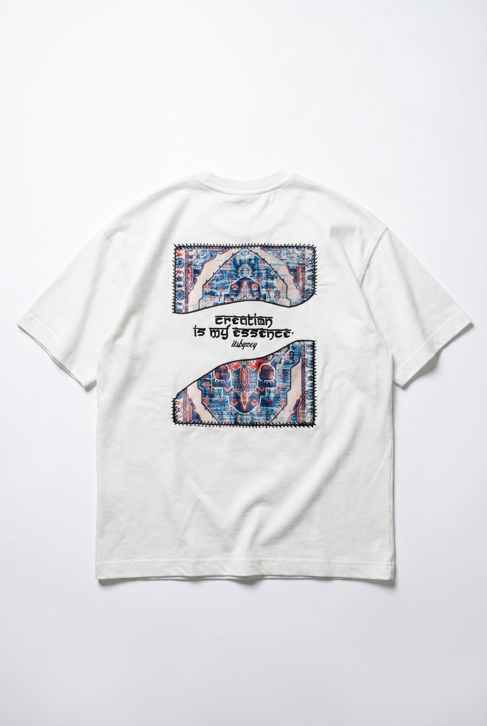 Erkek Itsbyzey Nakış Detaylı Oversize T-Shirt Ekru